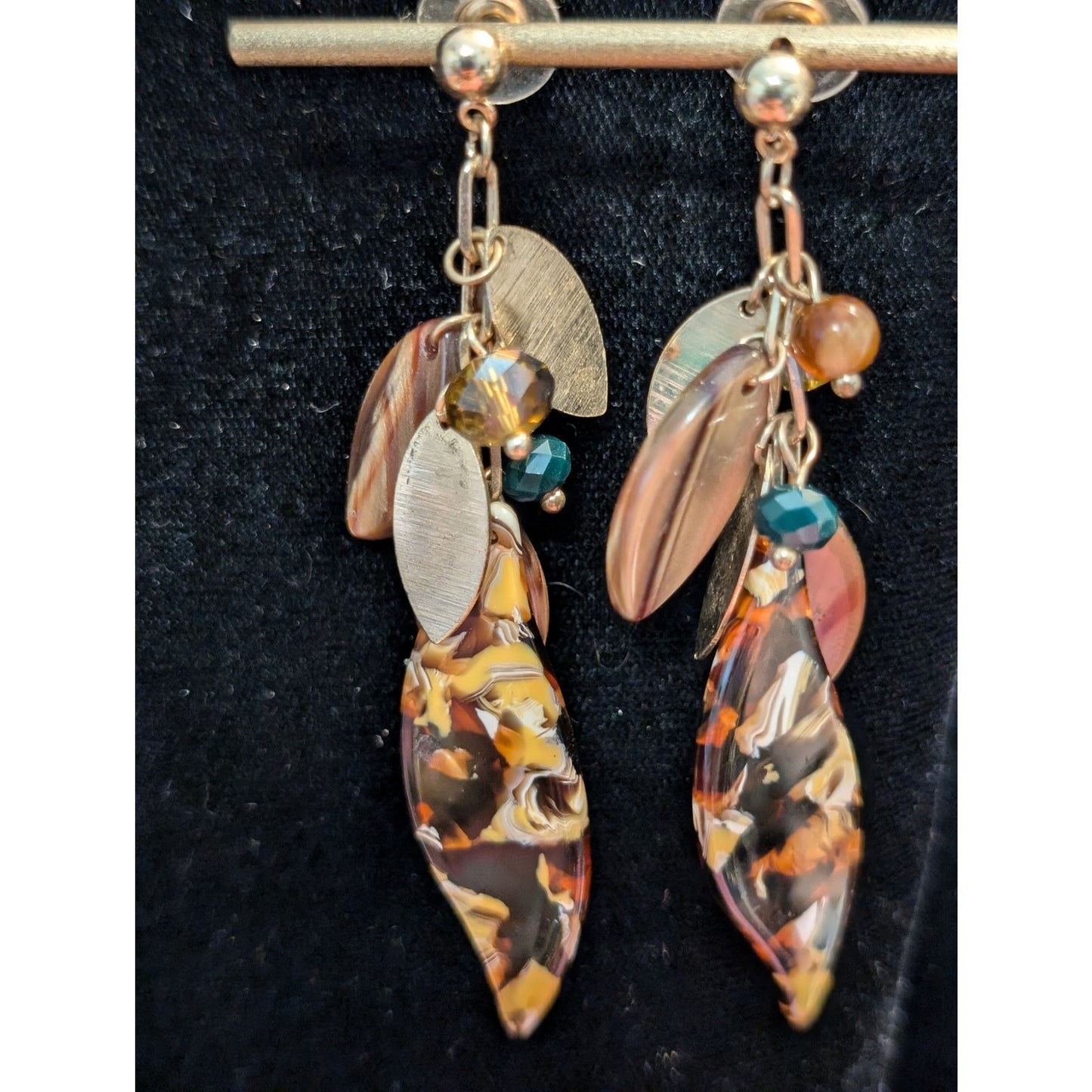 Multi-Leaf Shape Browns Dangle Earrings