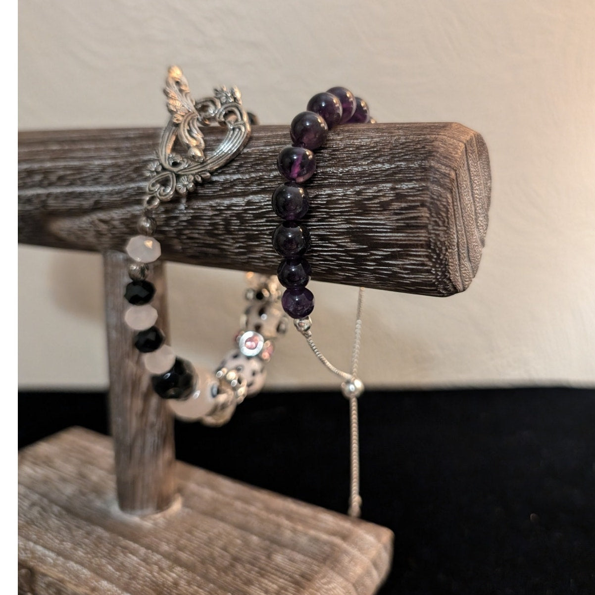 Lot of Three Stone Chip Gemstone Glass Bead Bracelets