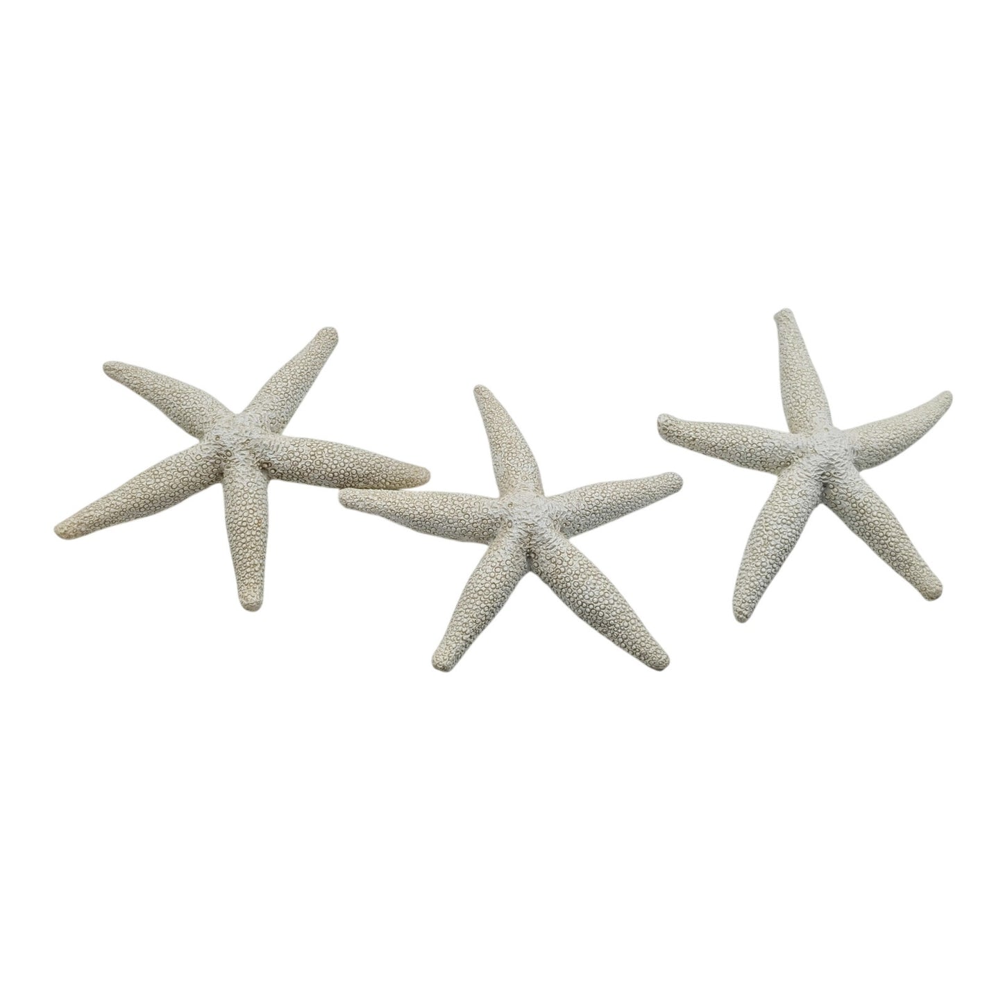 Set of Three White Plaster Starfish Coastal Decor