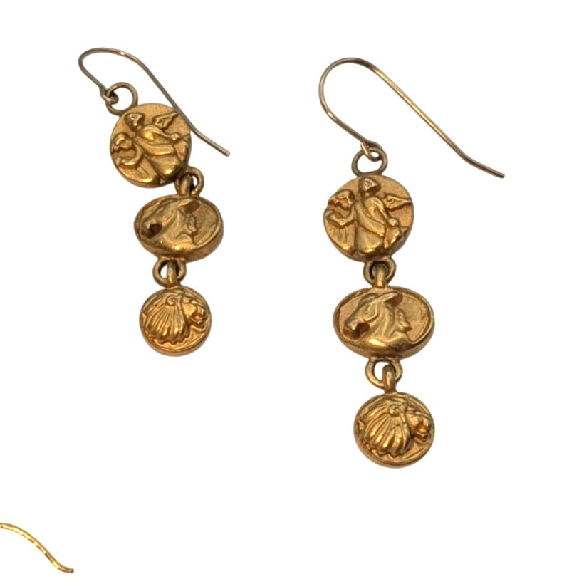 Lot of Four Pair Brushed Gold Tone Earrings