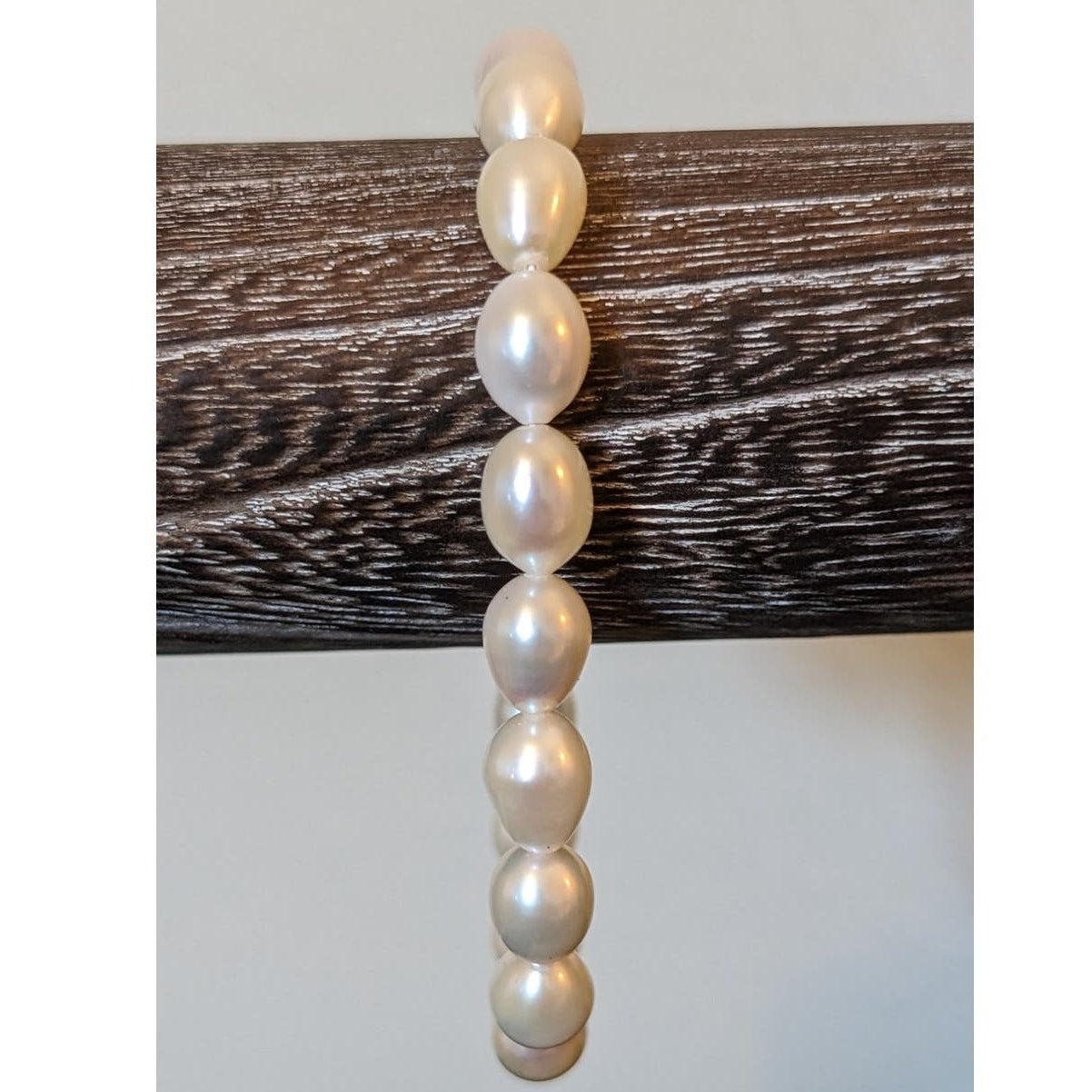 925 Sterling Silver Clasp 18 Drop-Shaped Genuine Pearl Bracelet