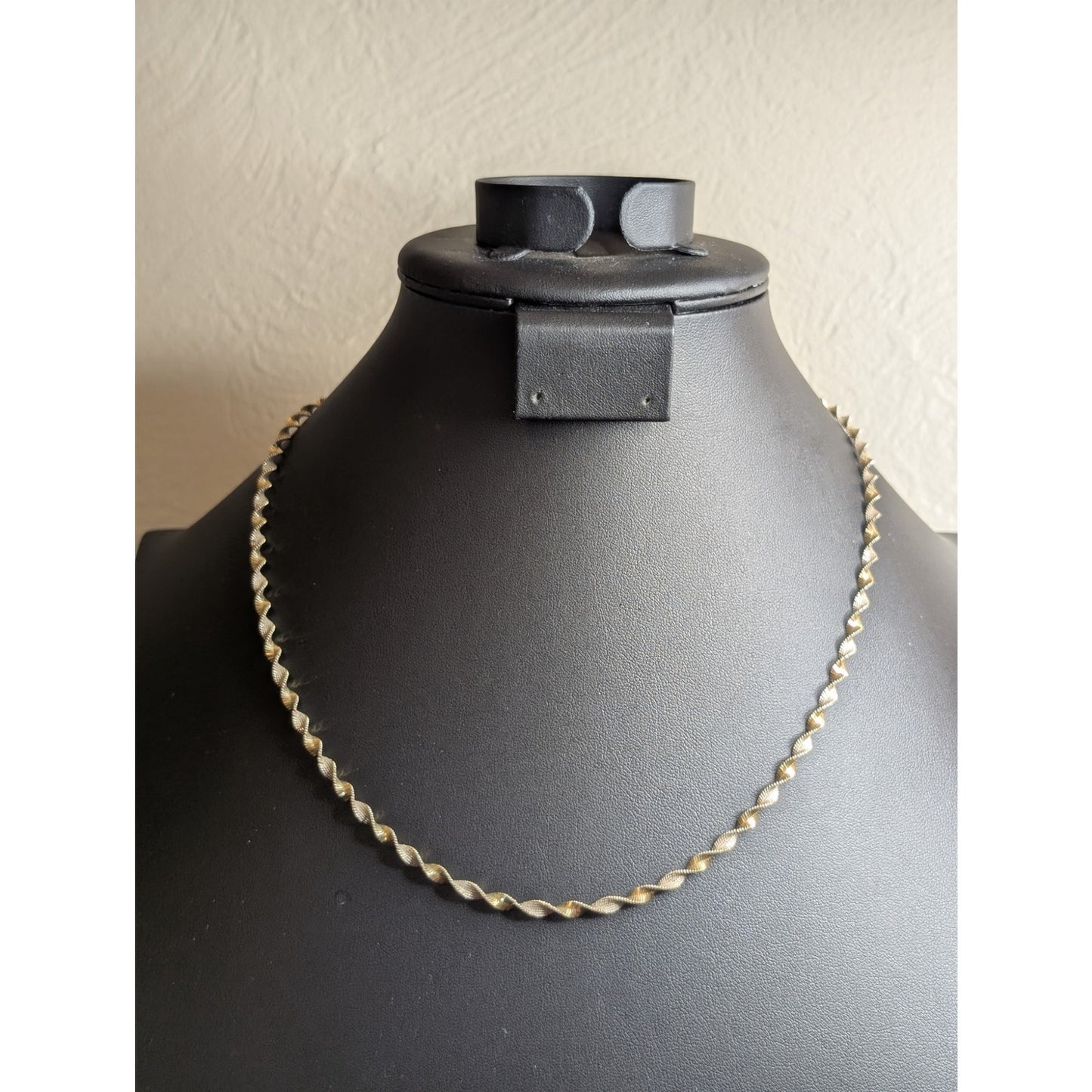 Vintage Twisted Two Tone 925 Italy Sterling Sparkling Gilded 20" Chain Necklace