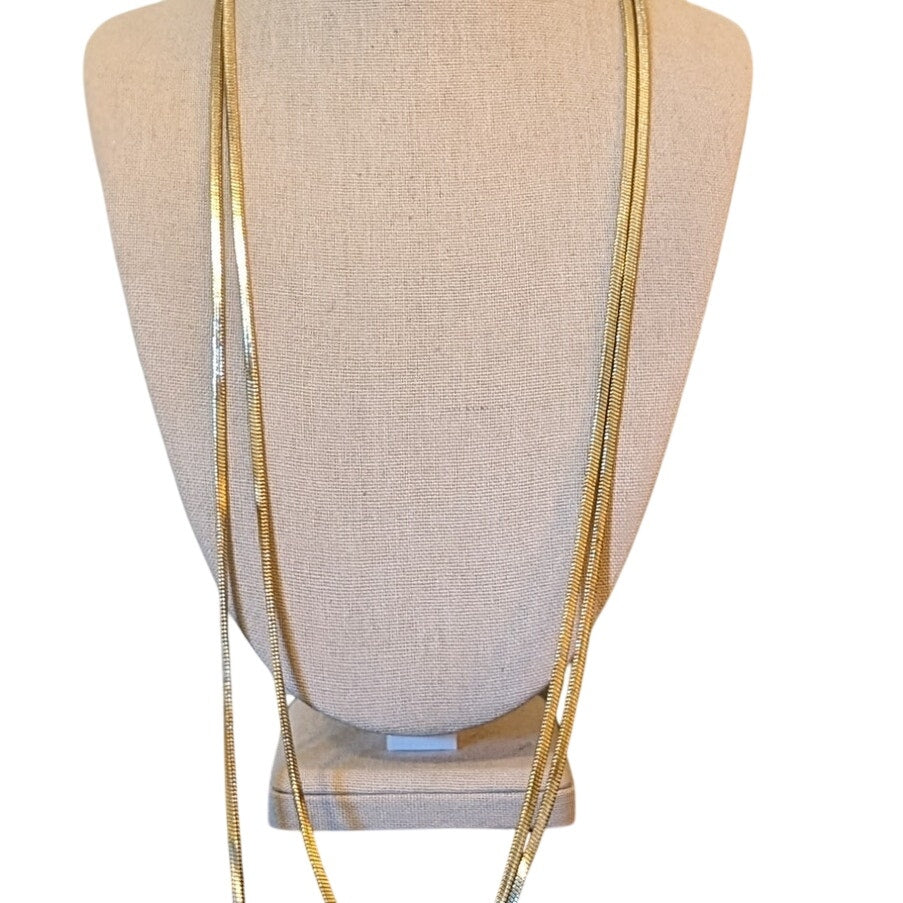 64" Long High Shine Gold Tone Flat 3.5mm Snake Chain W/ Lobster Claw Clasp