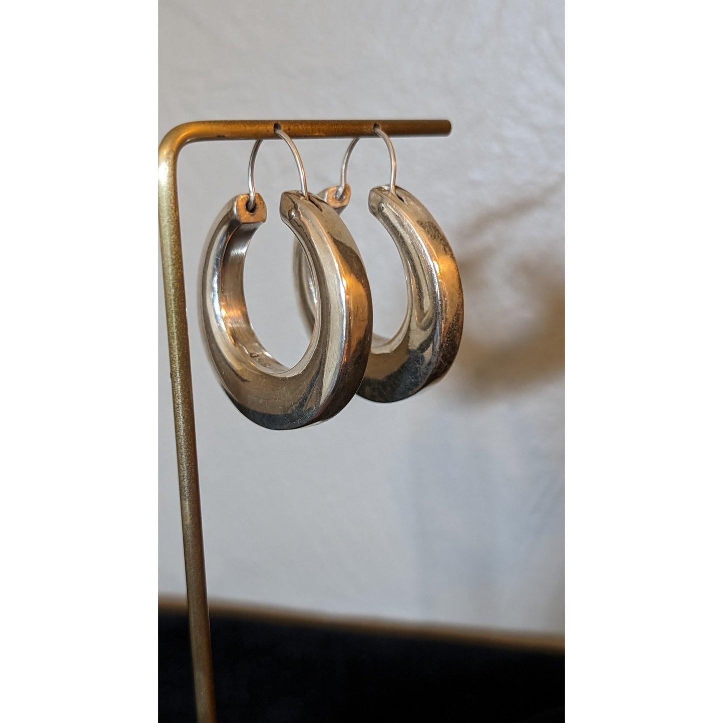 Vtg. Marked Mexico 950 Sterling Silver Basket Hook hick Gypsy Hoop Earrings 18g