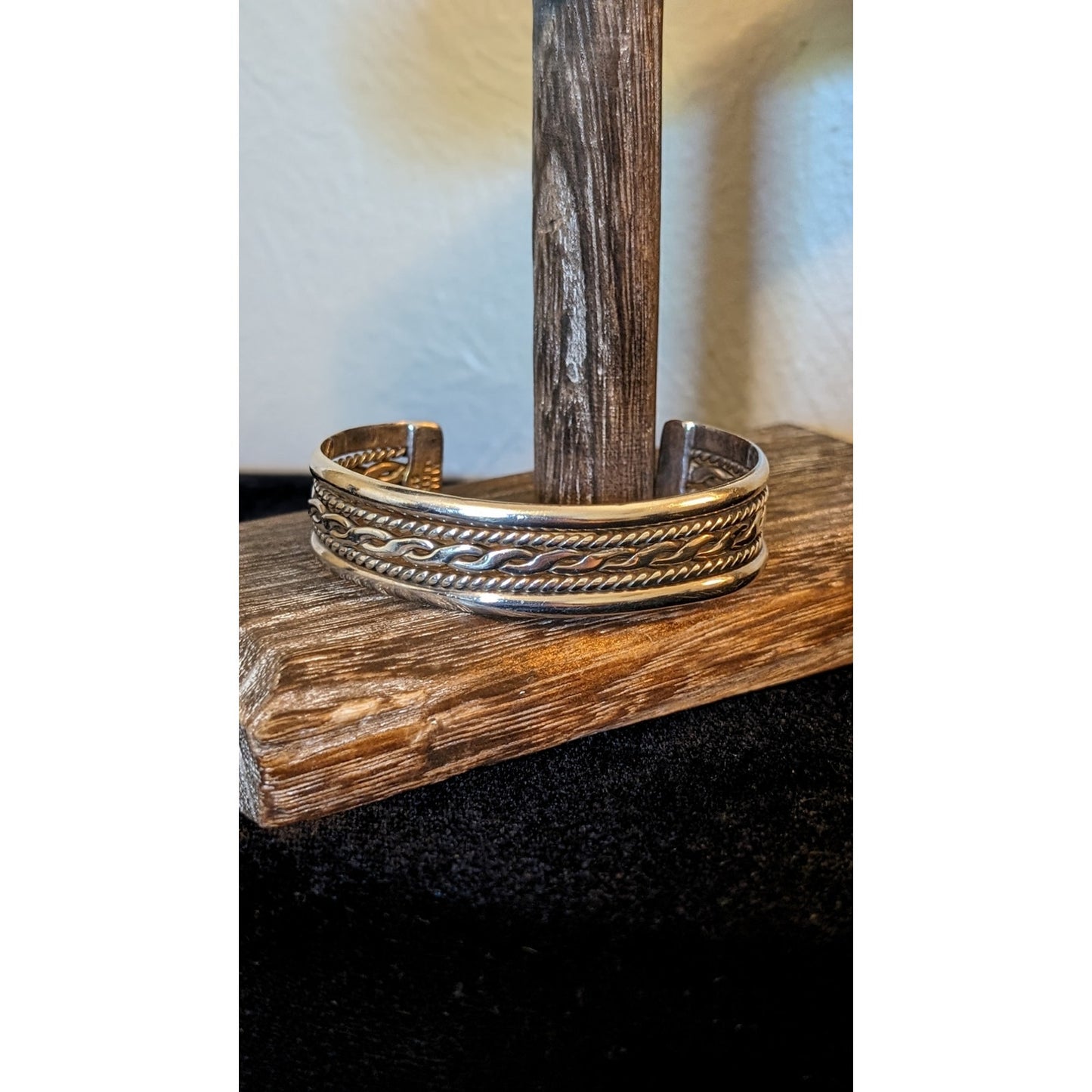 Signed Mexico 925 Sterling Silver Braided Cuff Bracelet W/ Serial Number