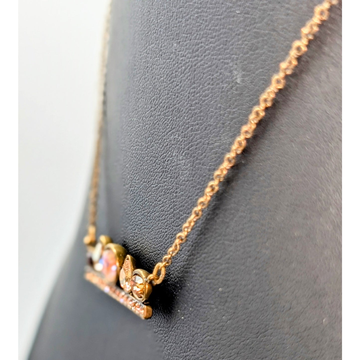 TCS Touchstone Crystal by Swarovski Bronze Metal Crystal Bar 15"-18" Necklace