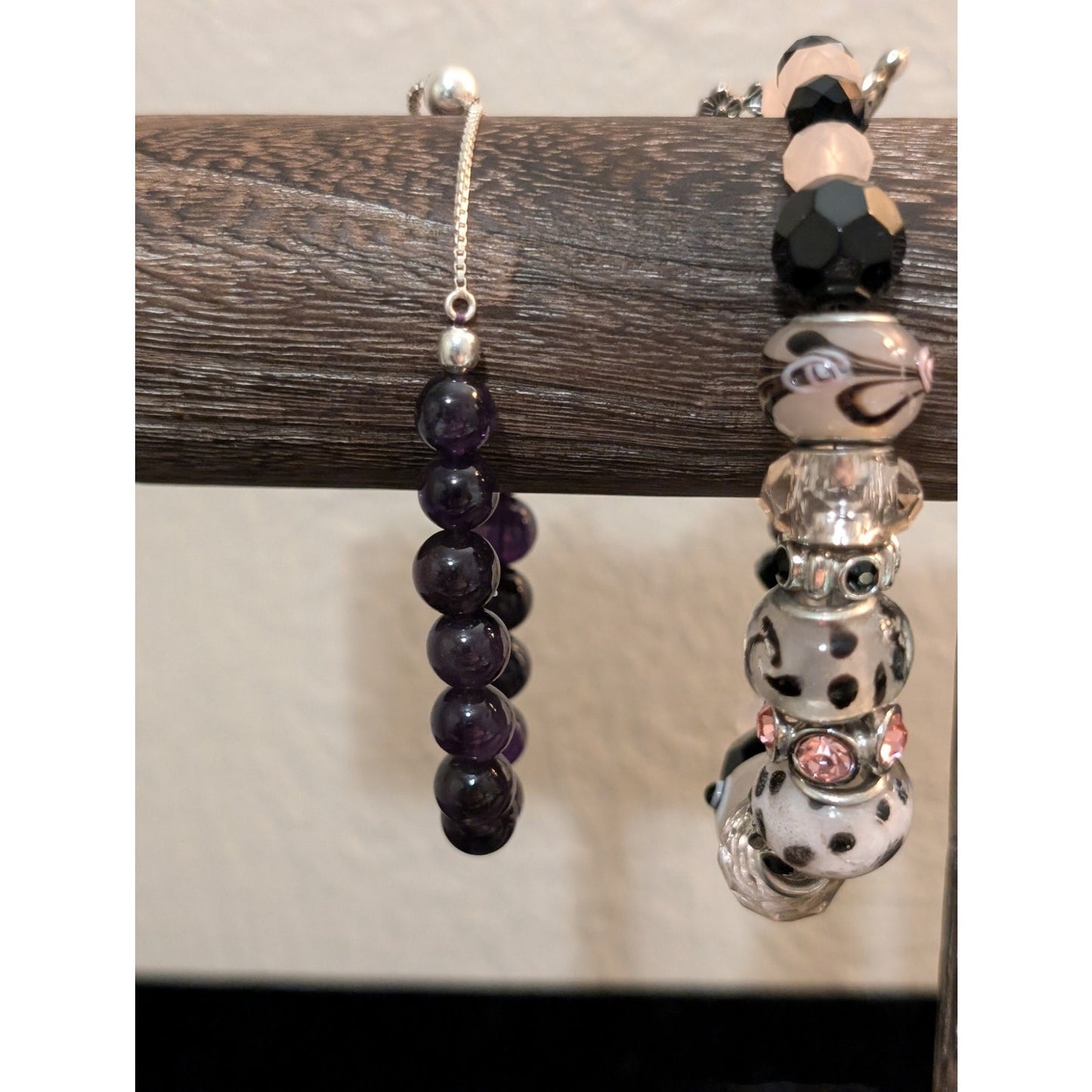 Lot of Three Stone Chip Gemstone Glass Bead Bracelets