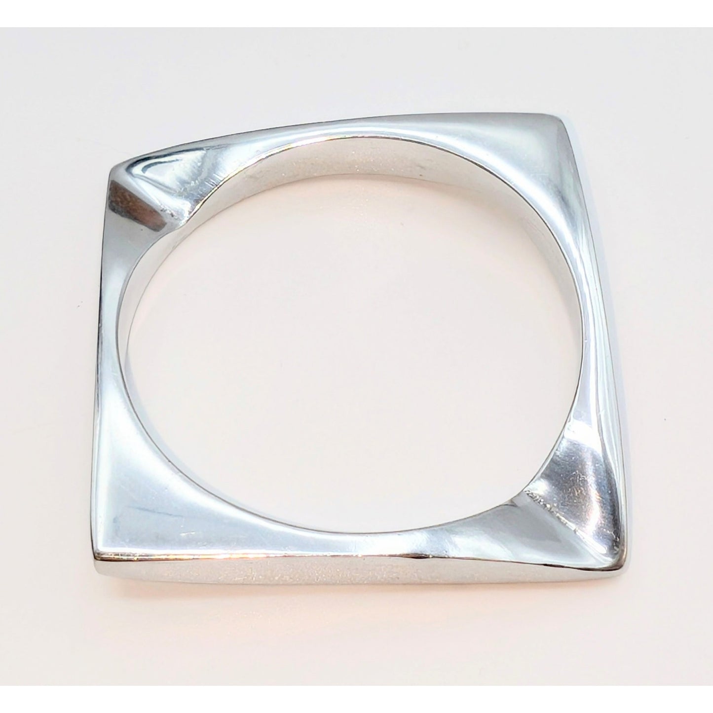 VTG Unsigned Tested Sterling Silver Square Art Deco Bangle Bracelet 45.91g