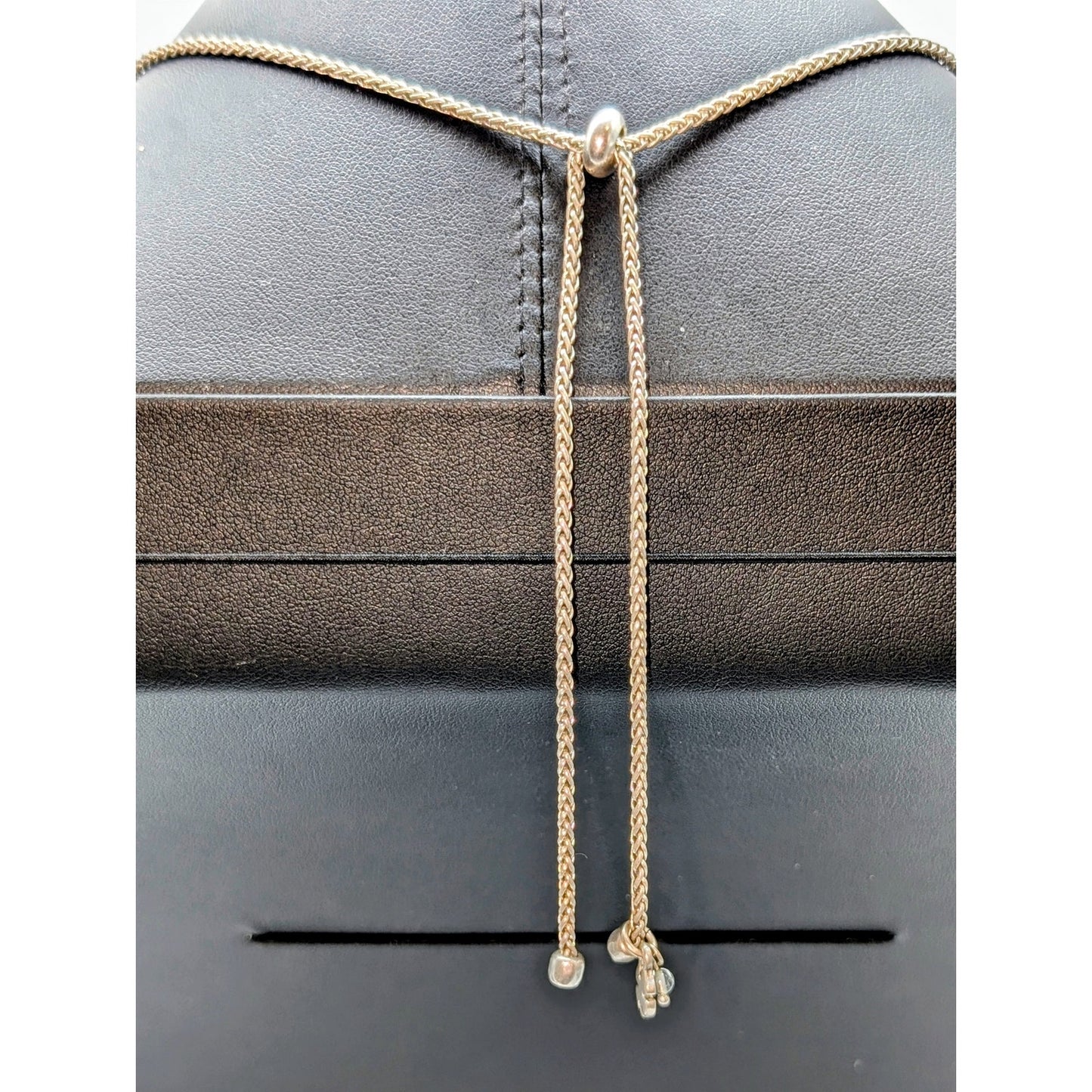 Lucky Brand Two Tone Double Bar Drop Pendant Adjustable Chain Necklace