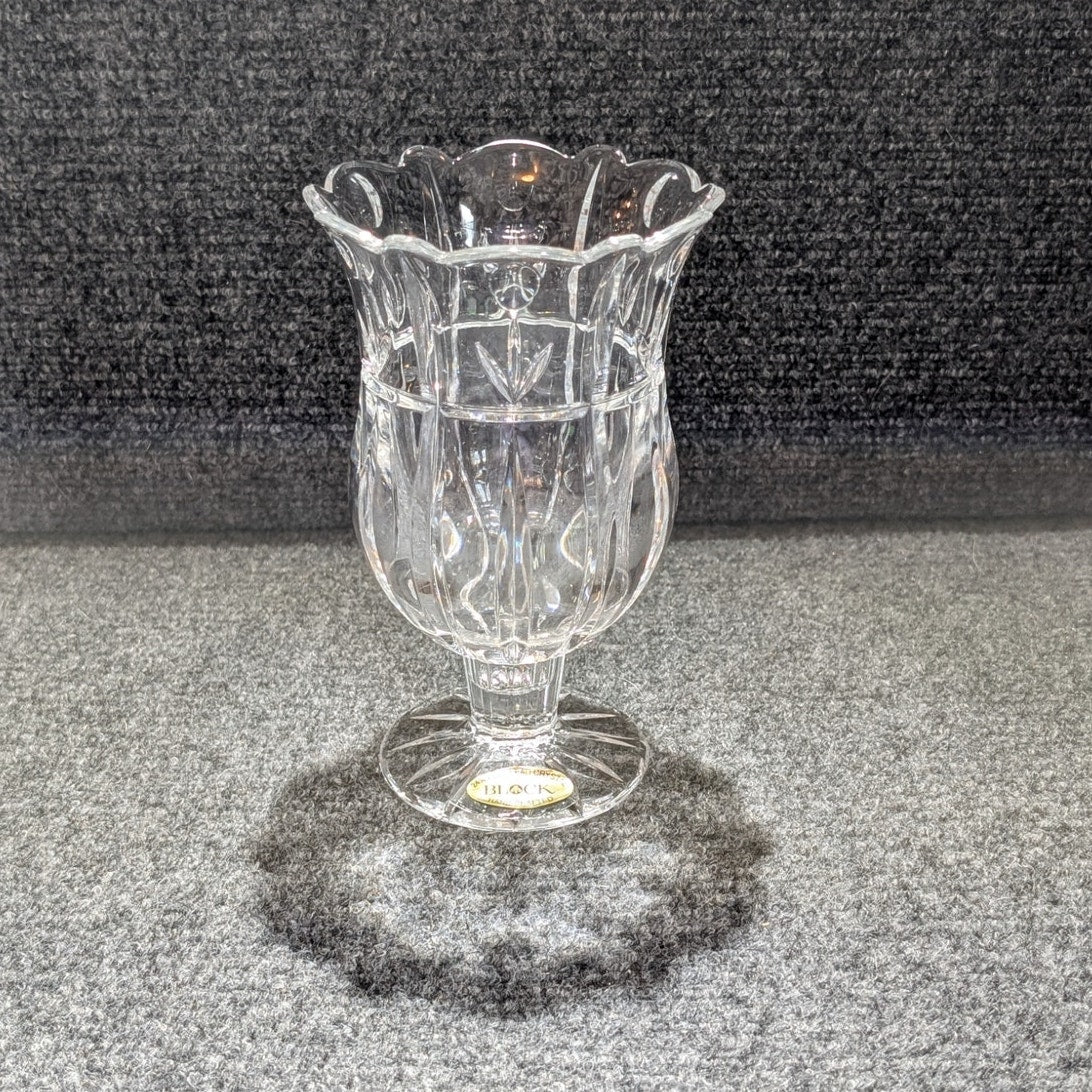Block Crystal Tulip Garden Hurricane Footed Pedestal Vase