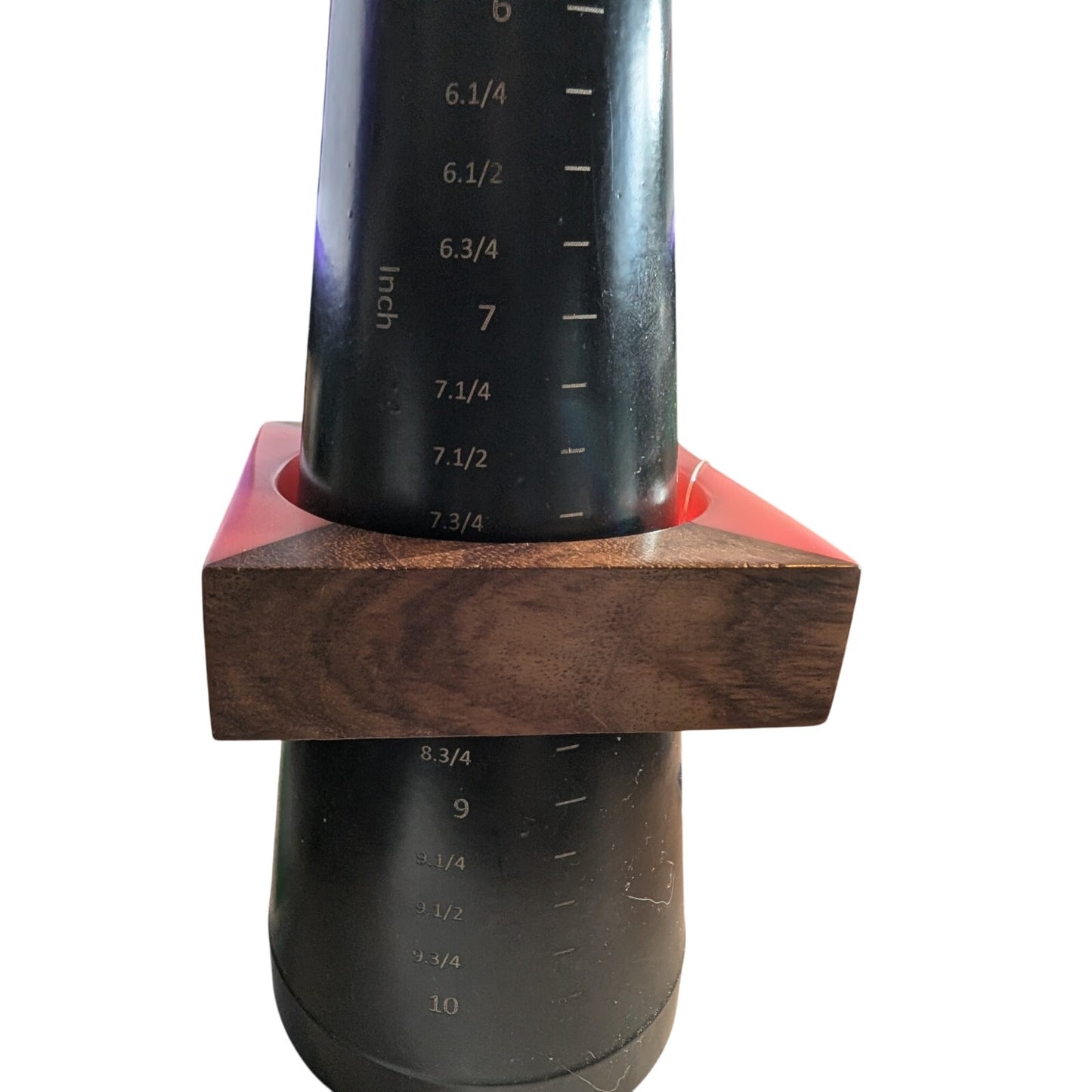 Vintage Modernist Wood & Peachy Resin Square Bangle Bracelet