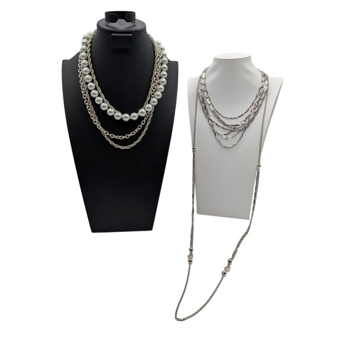 Lot of Three Silver Tone Necklaces Vintage White House Black Market Park Lane