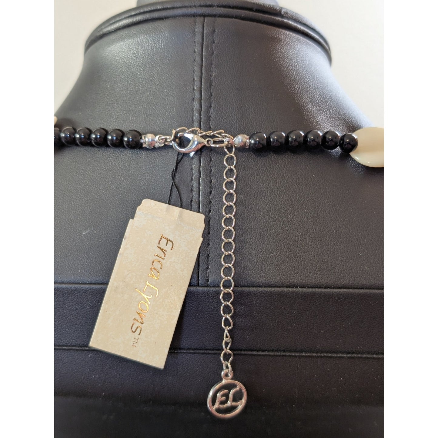 Erica Lyons Black & White Shell Disk 19"-22" Necklace NWT