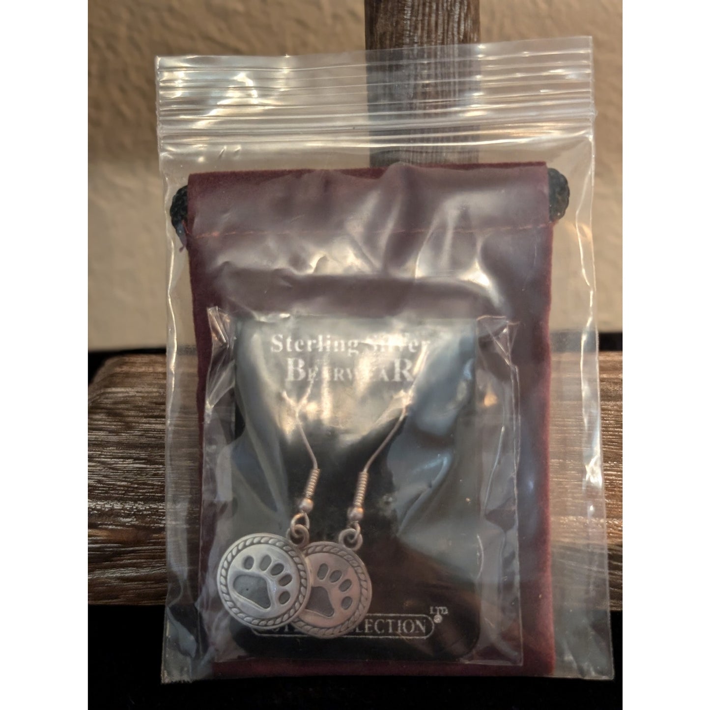 NWT Sterling Silver Boyds Collection Bearwear Paw Print Dangle Earrings