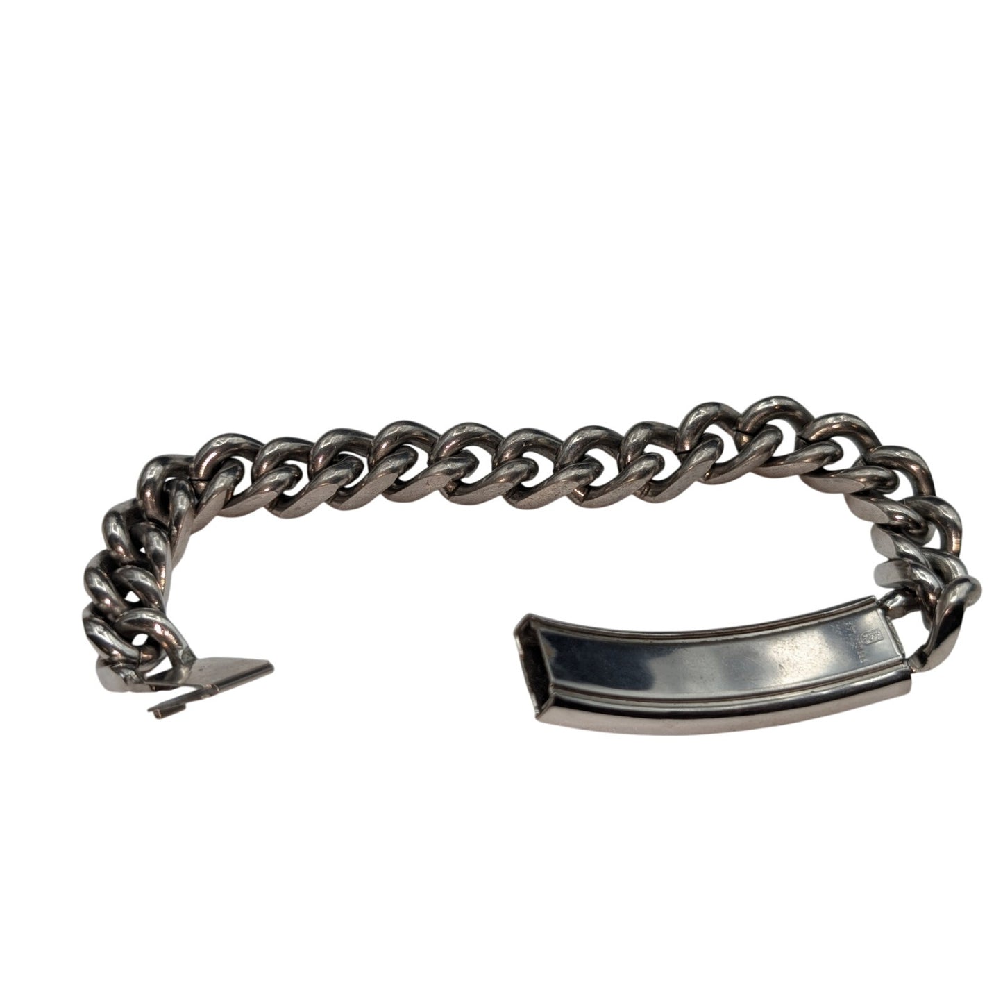 Vtg SPEIDEL USA Mens 'Jeremy' Engraved Silver Tone ID Bracelet Signed STE TA