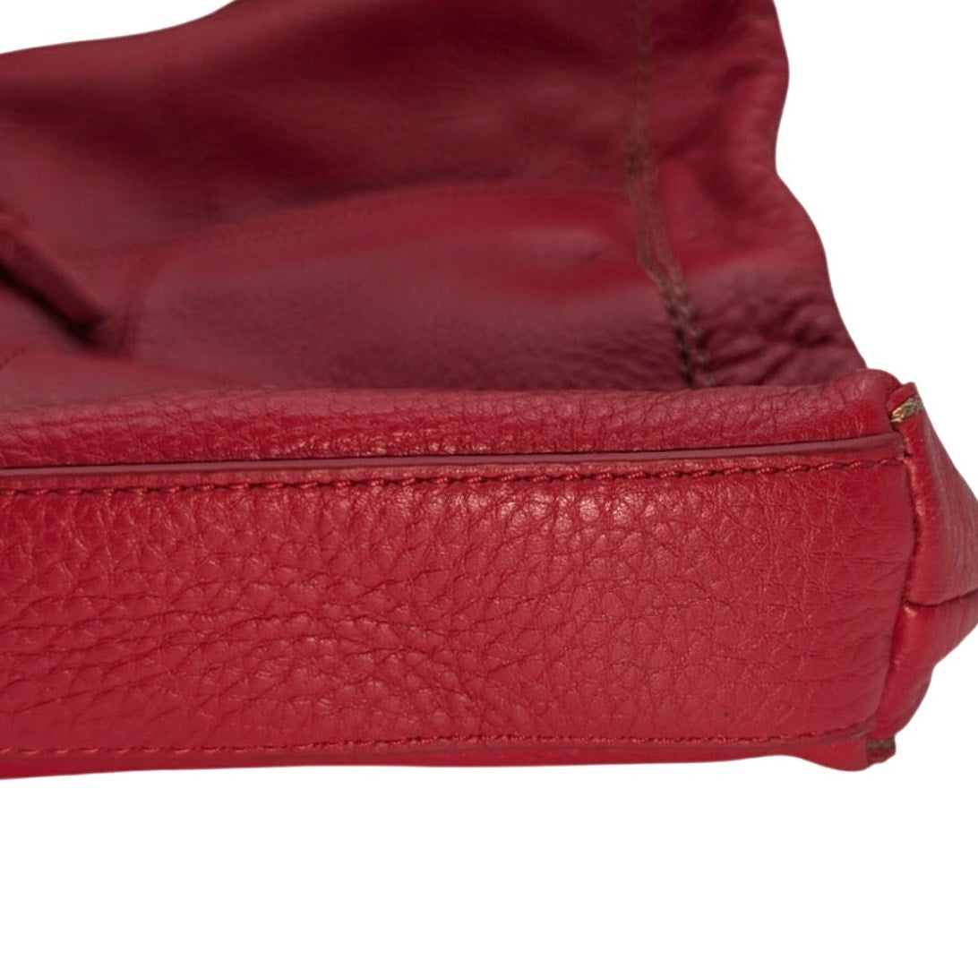 The Sak Red Pebbled Leather Canvas Adjustable Strap Crossbody Purse