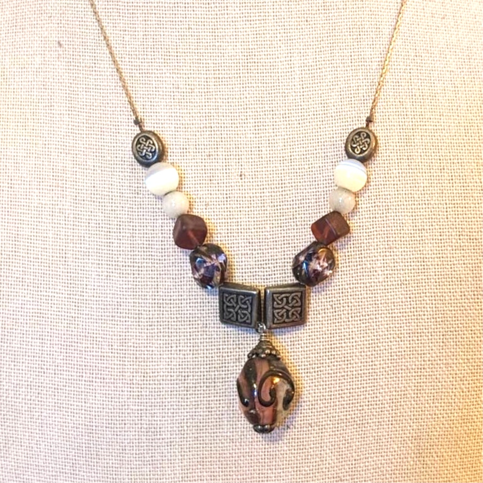 Made with Love Glass & Cat Eye Bead 16" Necklace
