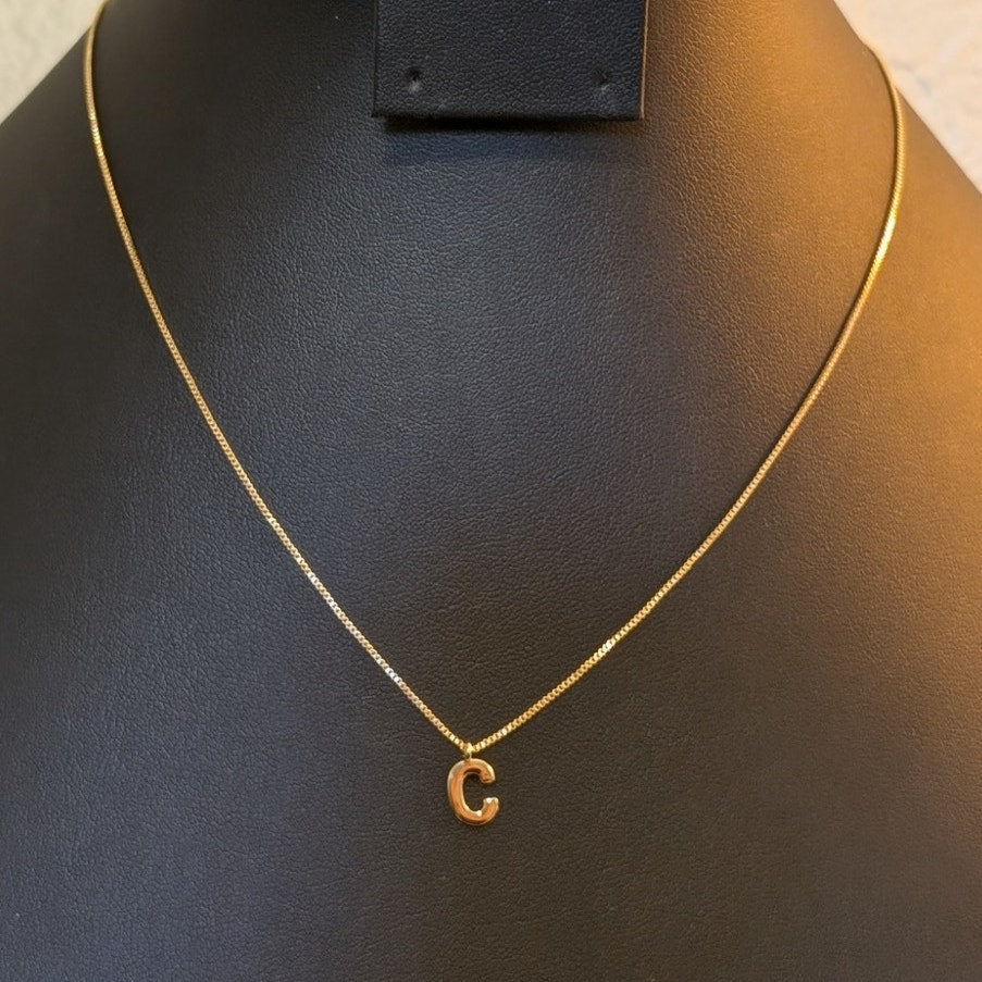 Athena Designs Initial 'C' 18k Gold Filled Box Chain 15.75"-17.5" Necklace NWOT