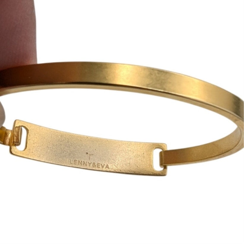Lenny and Eva 'To the Moon and Back' Gold Tone Hook Bar Bangle Bracelet