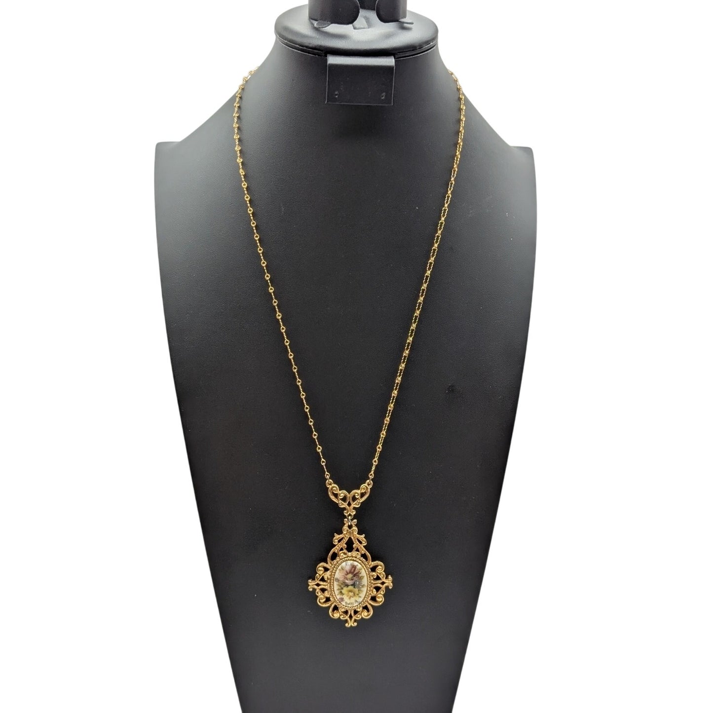 Florenza Vintage 60s Victorian Renaissance Revival 24K Electroplate 26" Necklace