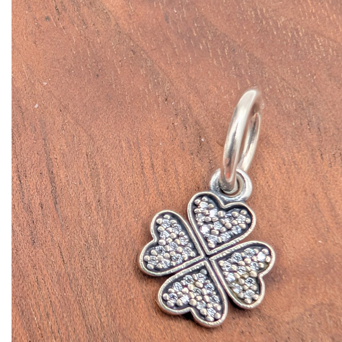PANDORA Retired Authentic Symbol of Lucky in Love Clover 925 Sterling CZ Charm