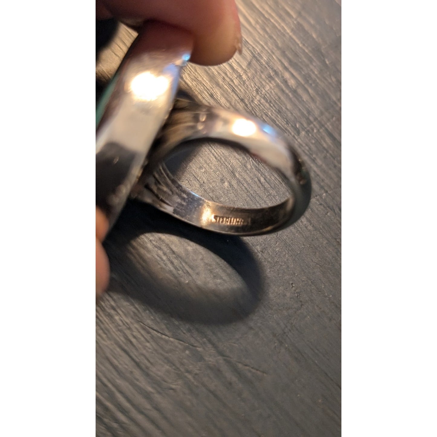 Vintage Navajo Sterling Signed GG Oval Genuine Turquoise 10g Ring Size 5.25