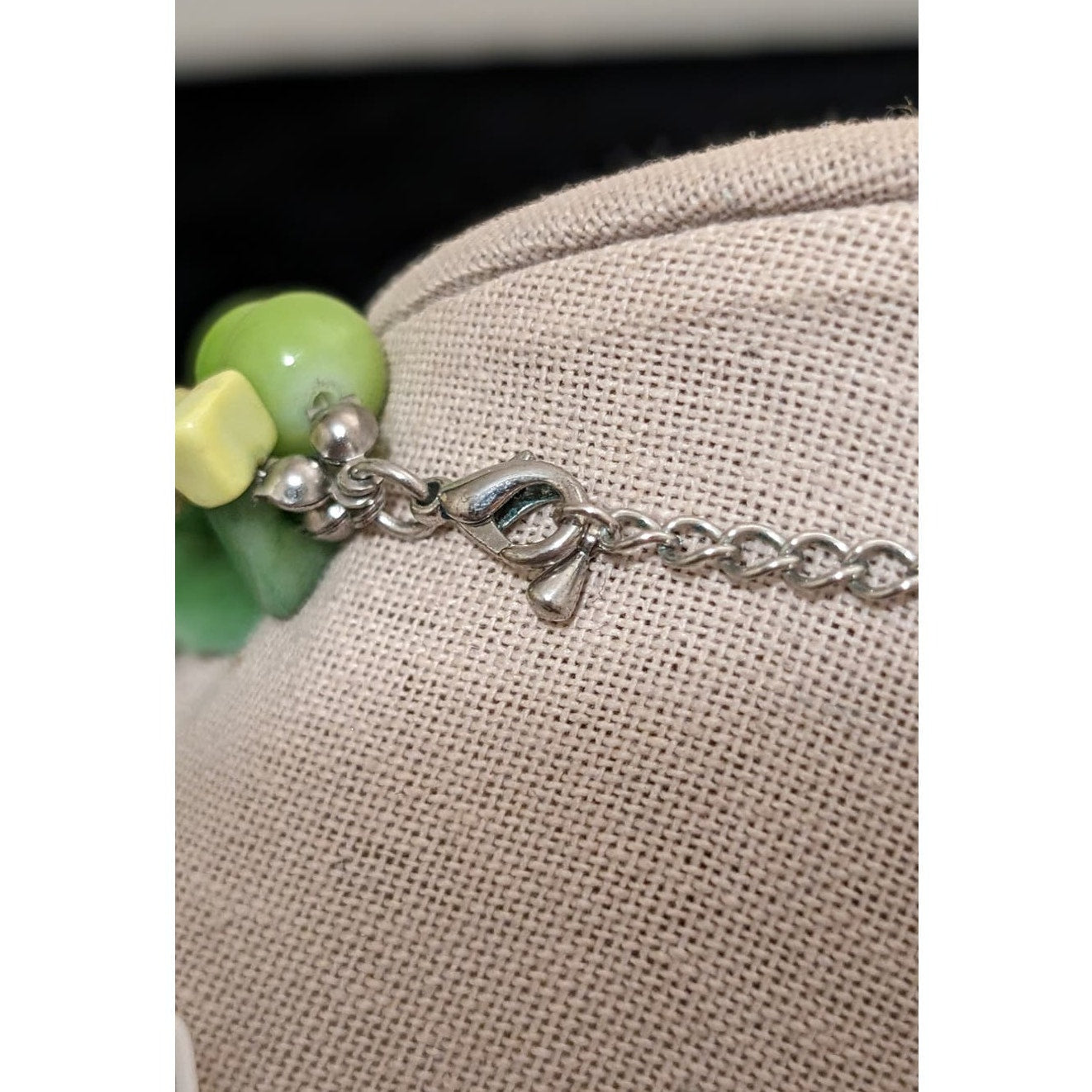 Spring Green Three Strand Bead/Stone Necklace