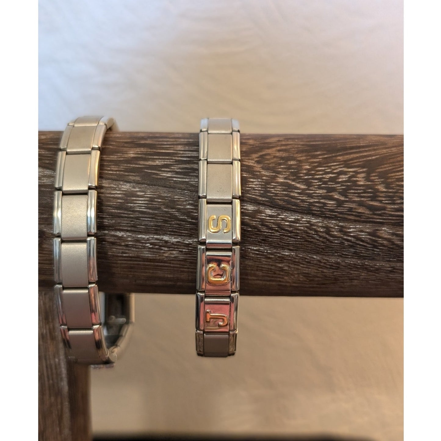Lot of Two Stainless Steel D'linQ Stretch Charm Bracelets