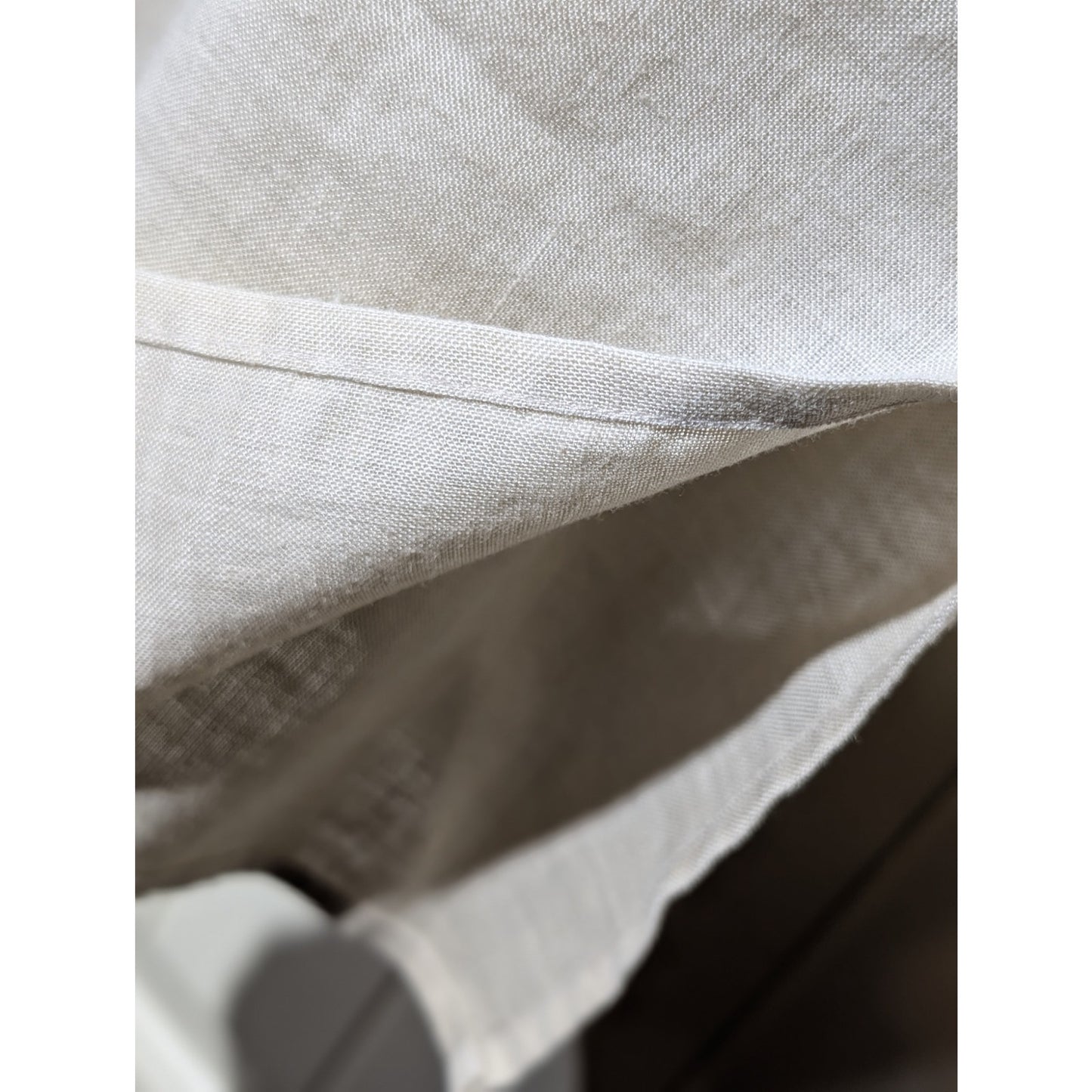 Vtg Allison Taylor Ecru Linen Cut Out Stitch Side Slit Button Front Top Sz M