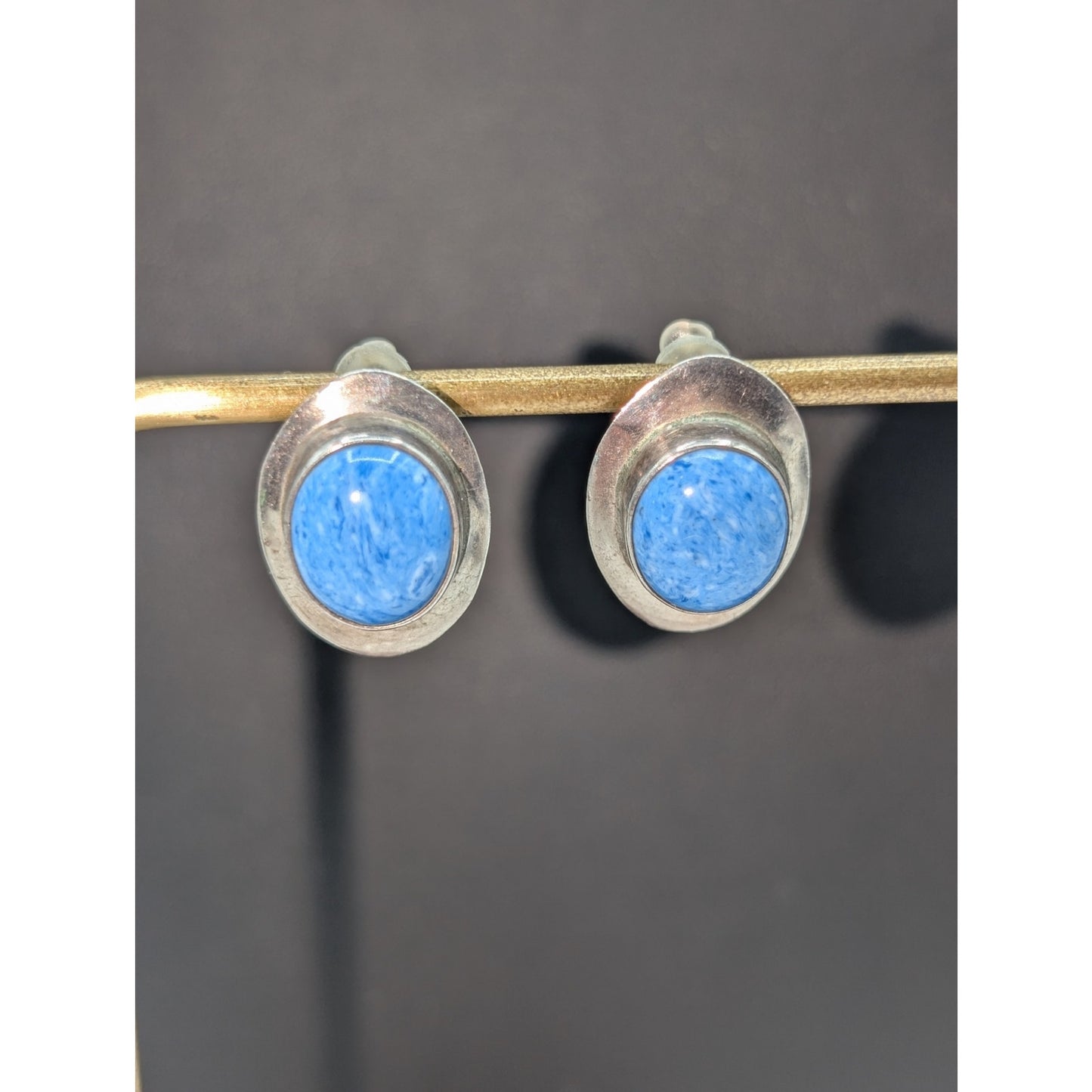 Vintage Sterling Blue Stone Post Earrings