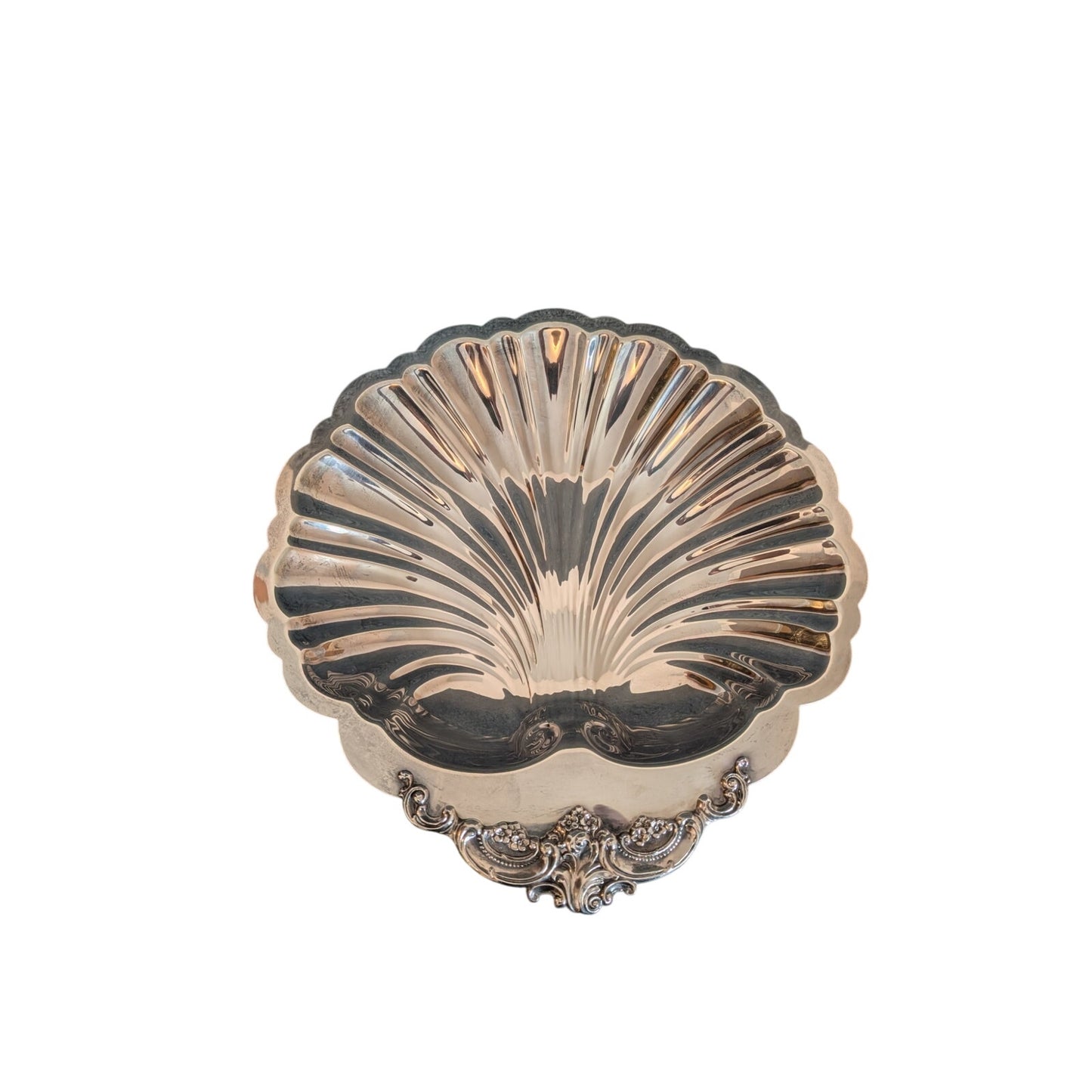 Vintage XL 'Baroque' Wallace Silverplate Clamshell Footed Centerpiece Bowl