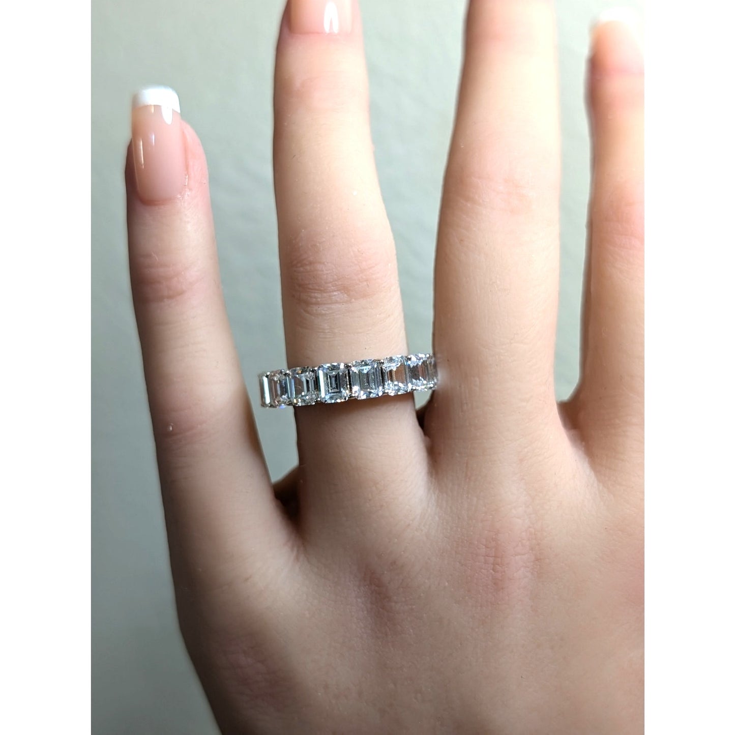 AB S925 Sterling Silver High Sparkle Baguette Full Circle CZ Ring Size 6.5