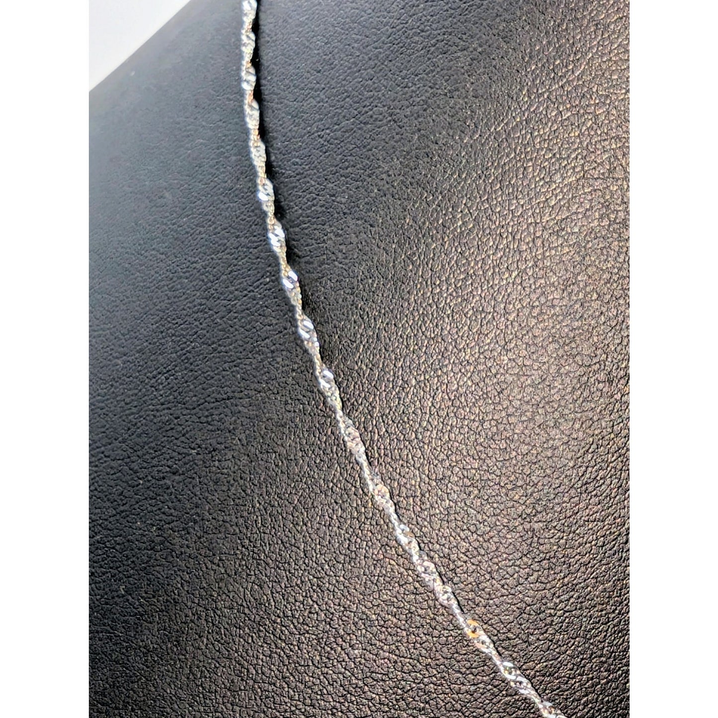 Tested 14K White Gold Italian Twisted Delicate 18" Chain Necklace