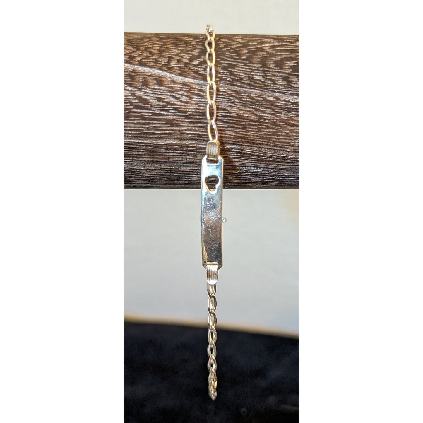 925 Italy Sterling Silver Oval Curb Link ID Heart Cut Out XL Bracelet/Anklet