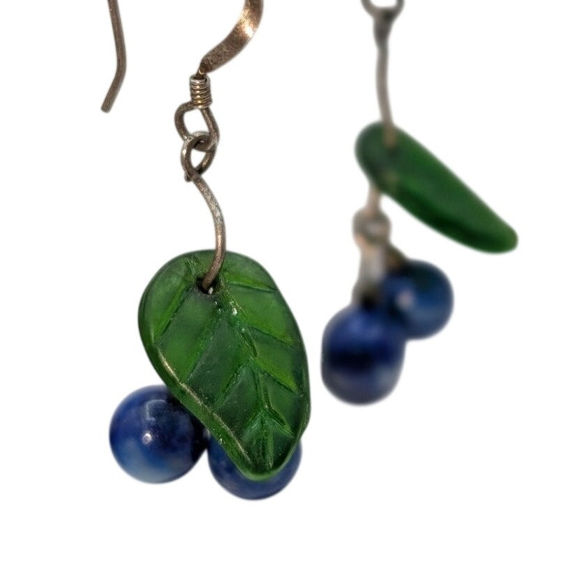 Vintage Gemstone Blueberry Dangle Earrings