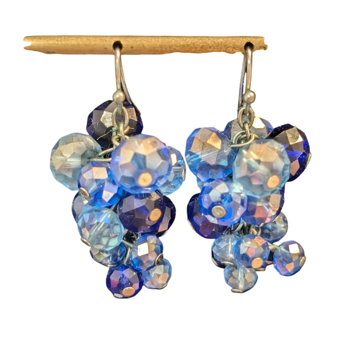 Cobalt & Light AB Blue Faceted Glass Crystal Cluster Dangle Earrings