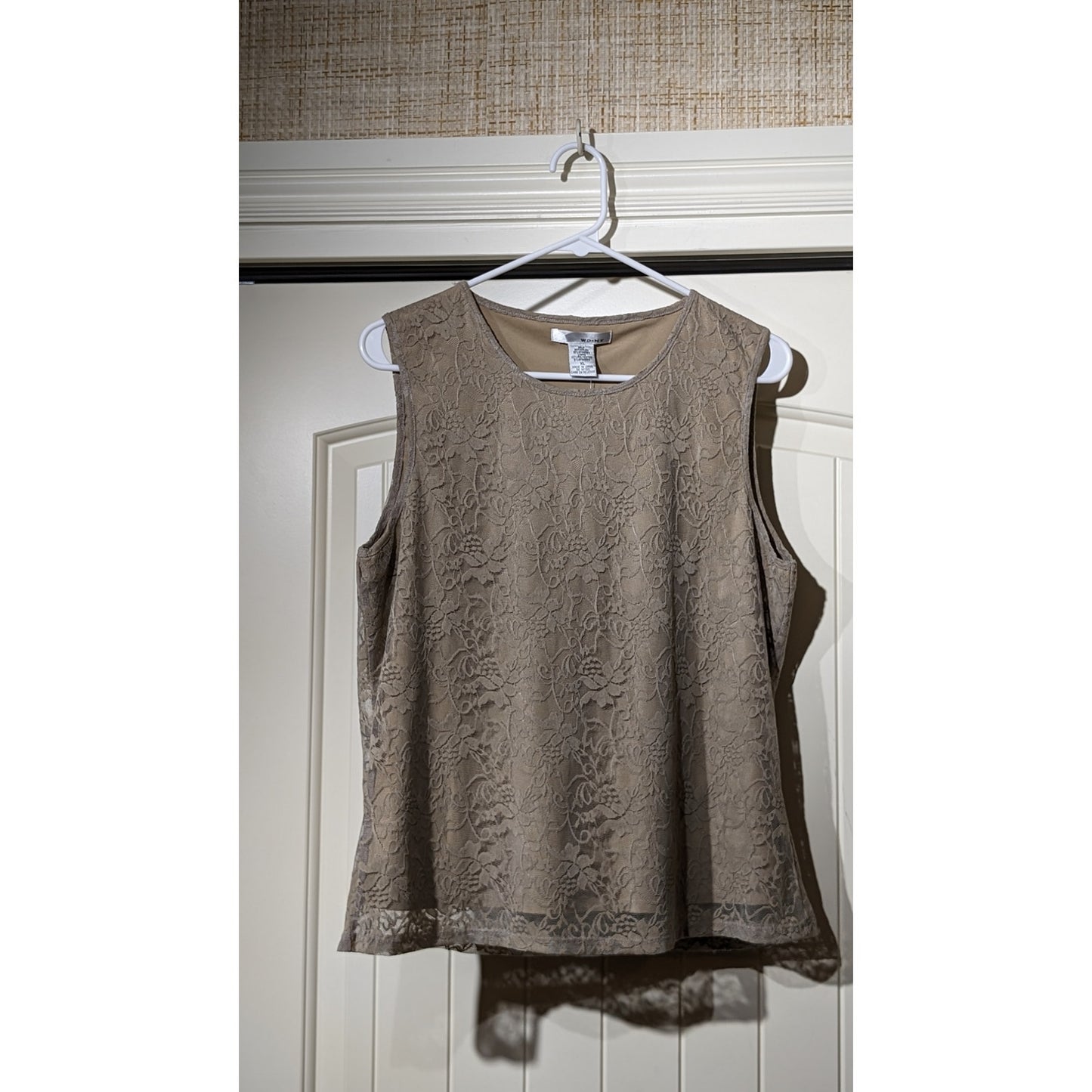 WD.NY Mushroom Lace Overlay Scoop Neck Sleeveless NWT Tank/Shell Sz XL