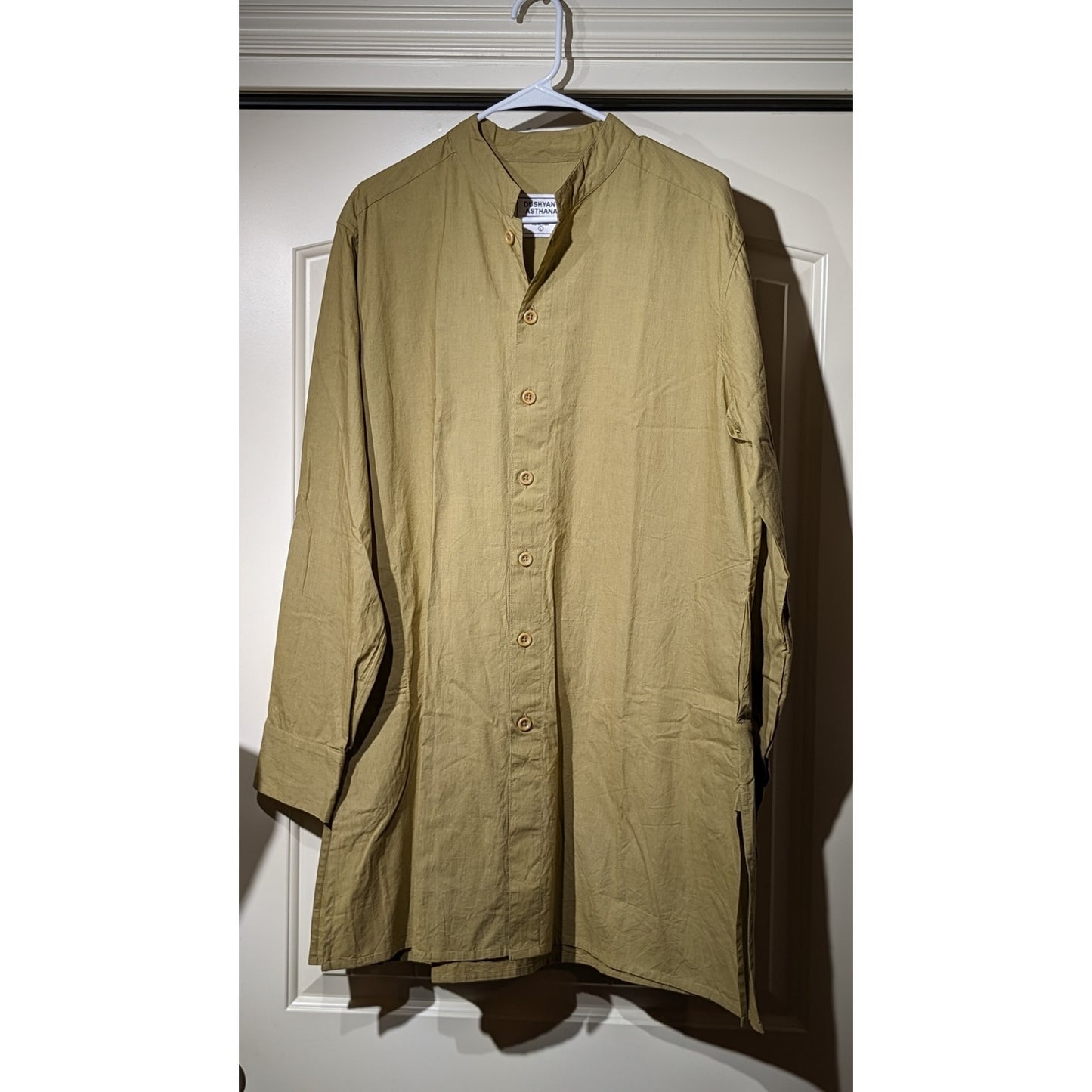Yobel NWT Military Olive Bombay Button Front 100% Cotton Tunic Mens Size L