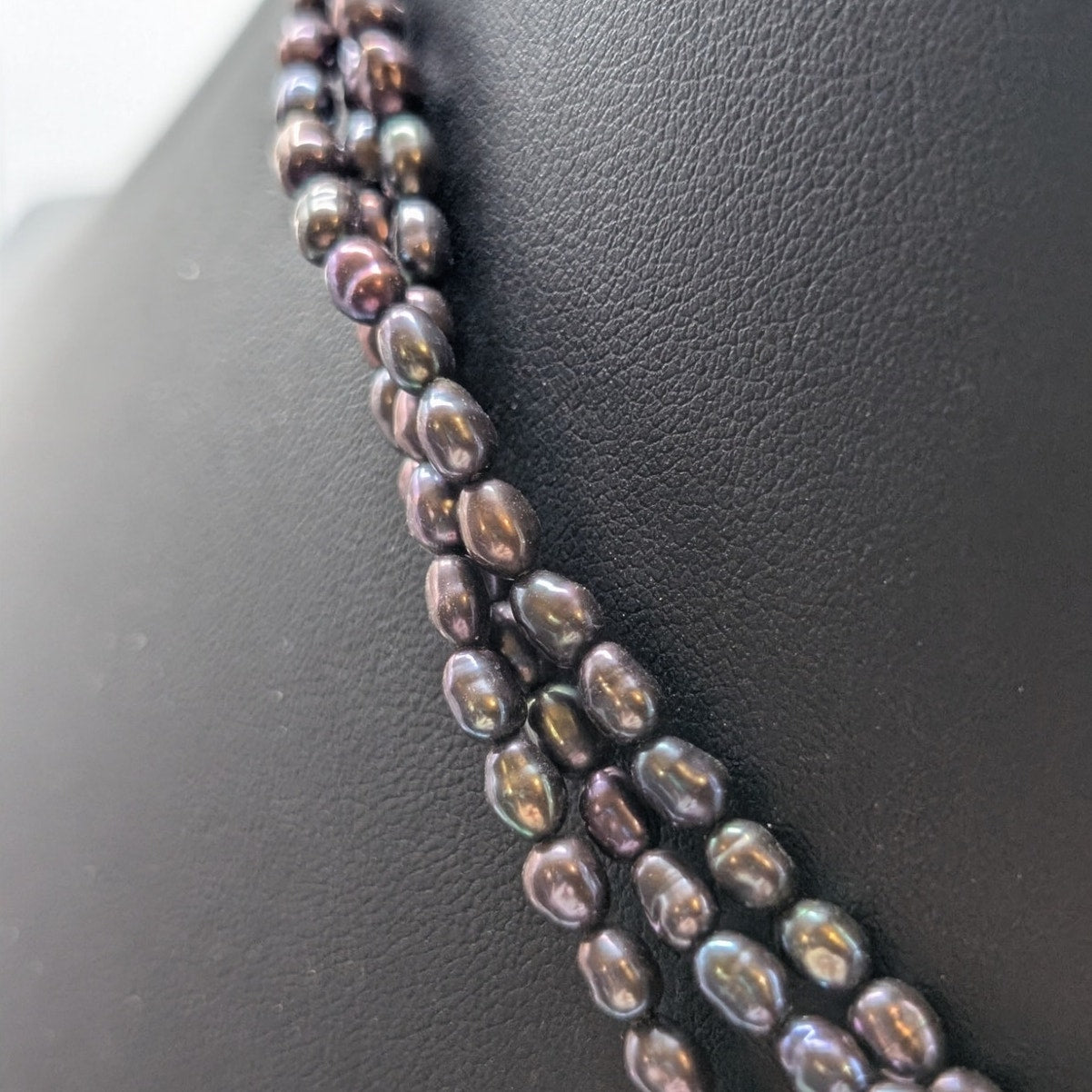 VTG Tahitian South Sea Baroque Pearl Triple Strand 925 Sterling Clasp Necklace