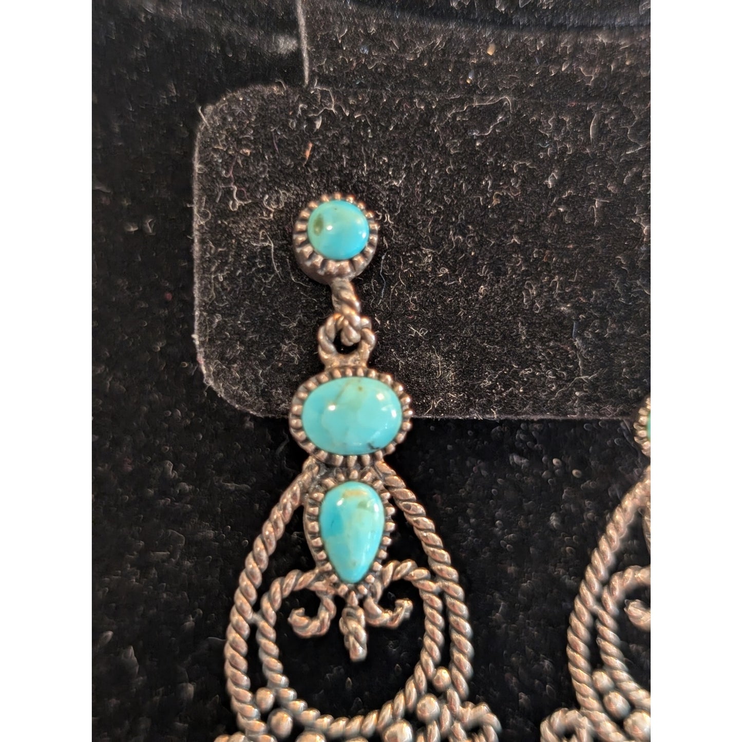 Barse Turquoise & Sterling Silver Chandelier Pierced Earrings