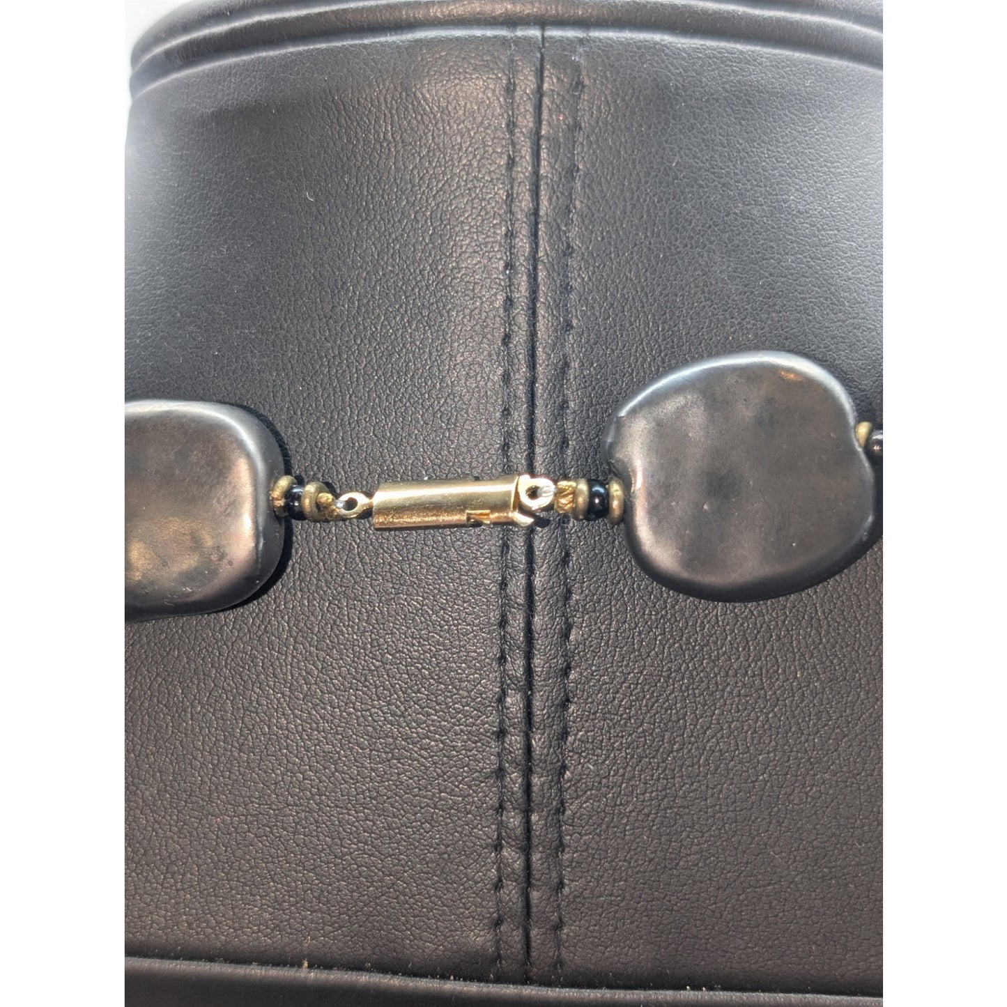 Vintage Pyrite Stone Necklace W/ Gold Tone Non-Magnetic Hook Slide In Clasp