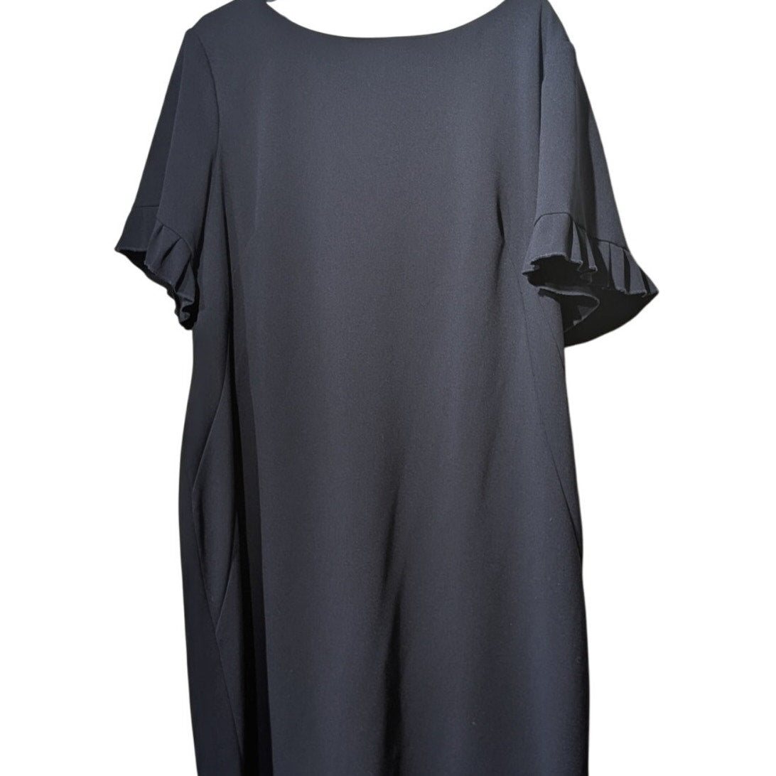 TOMMY HILFIGER Navy Stretch Zippered Ruffled Scuba Crepe Dress Womens Sz 22W