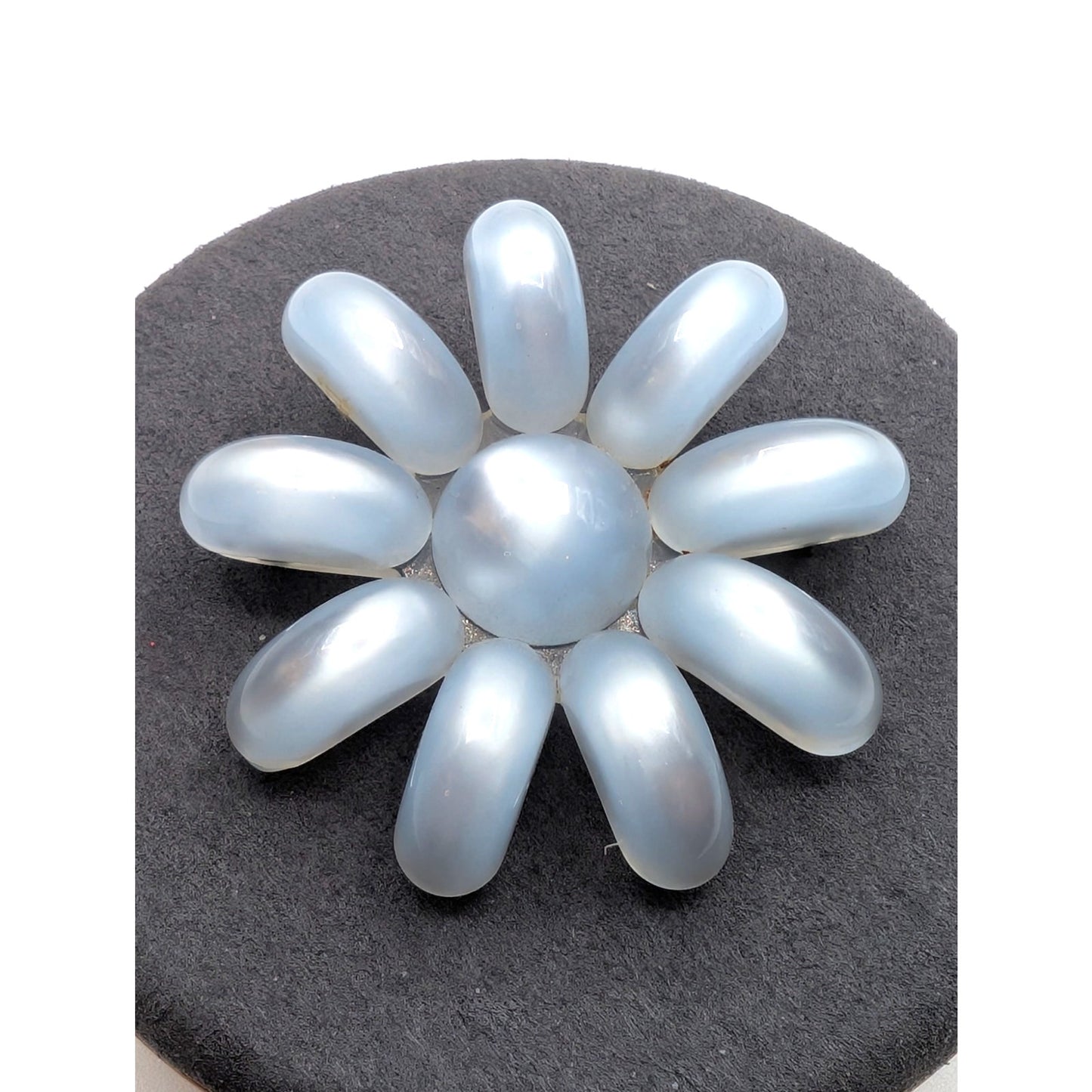 Vintage Pale Blue Moonglow Lucite Mid-Century Brooch