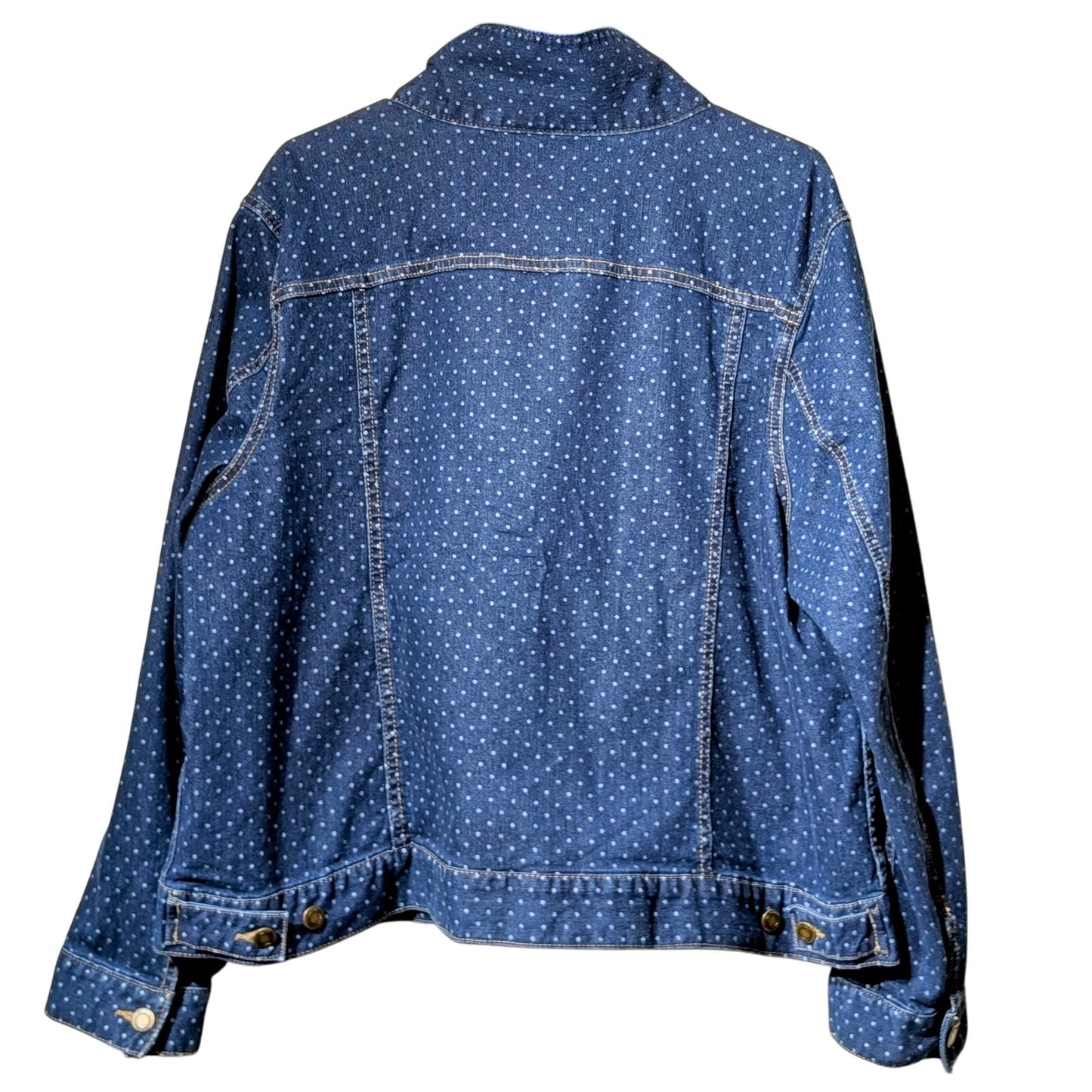 Woman Within Polka Dot Classic Denim Cotton Stretch Jacket Womens' Plus Size 22W