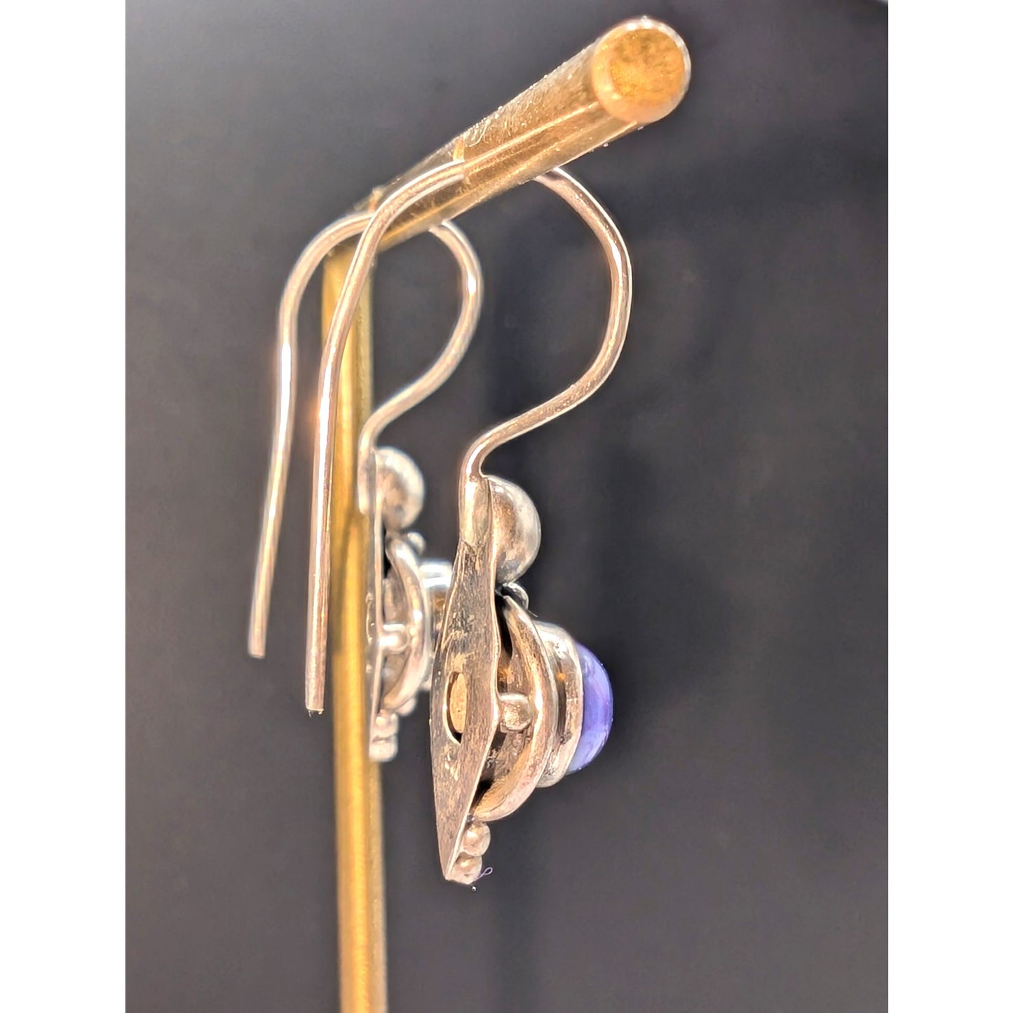Purple Copper Turquoise 925 Sterling Silver Dangle Earrings