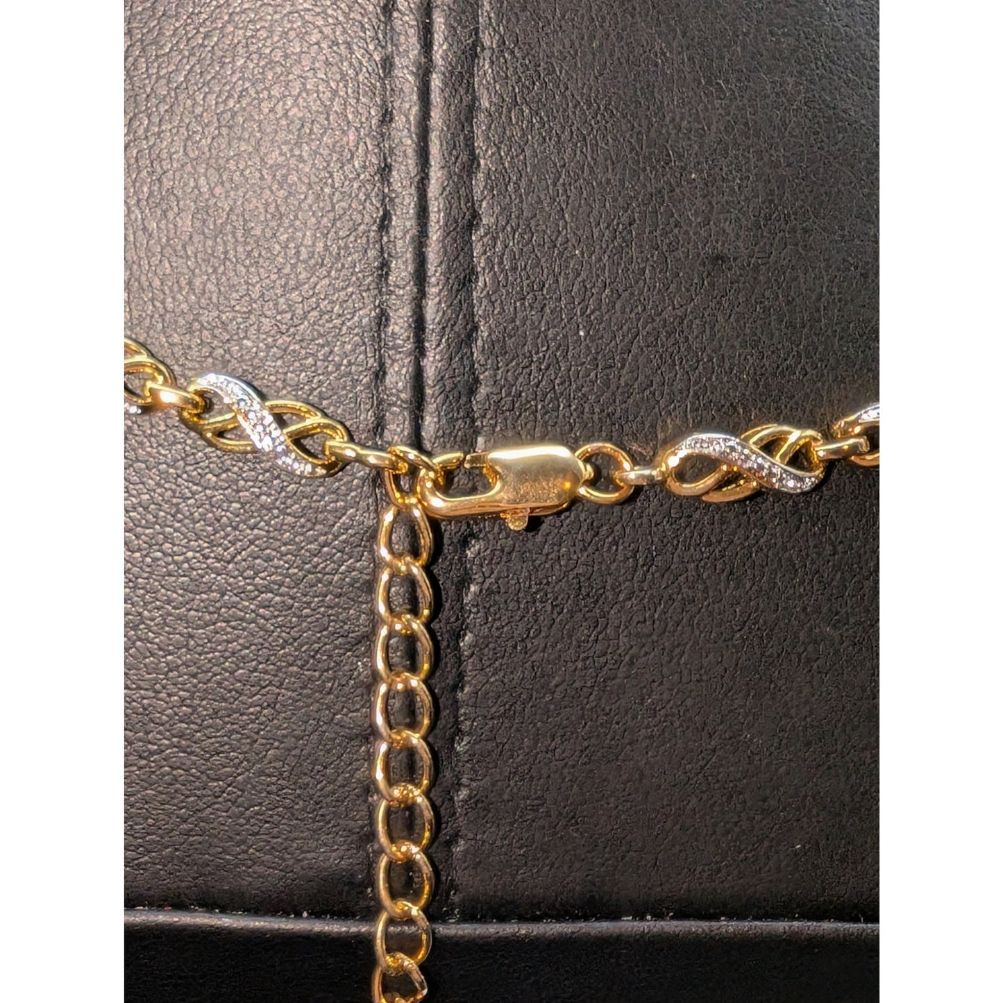 Gold & Silver Plated Moissanite Double Infinity Chain Link 17"-18.5" Necklace