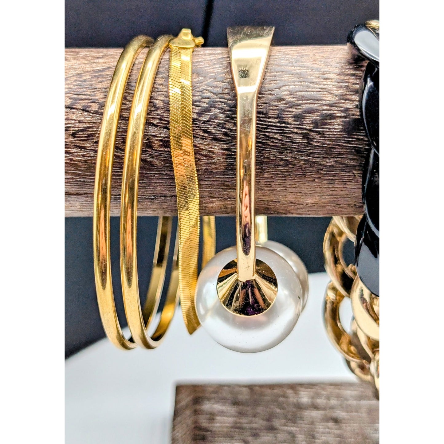 Lot of Nine Gold Tone Theme Bracelets