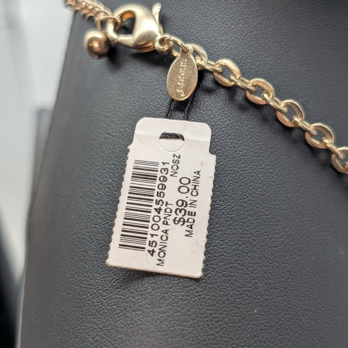 Chico's Monica Gold Tone Chain & Orange Teardrop Pendant 18"-22" Necklace NWT