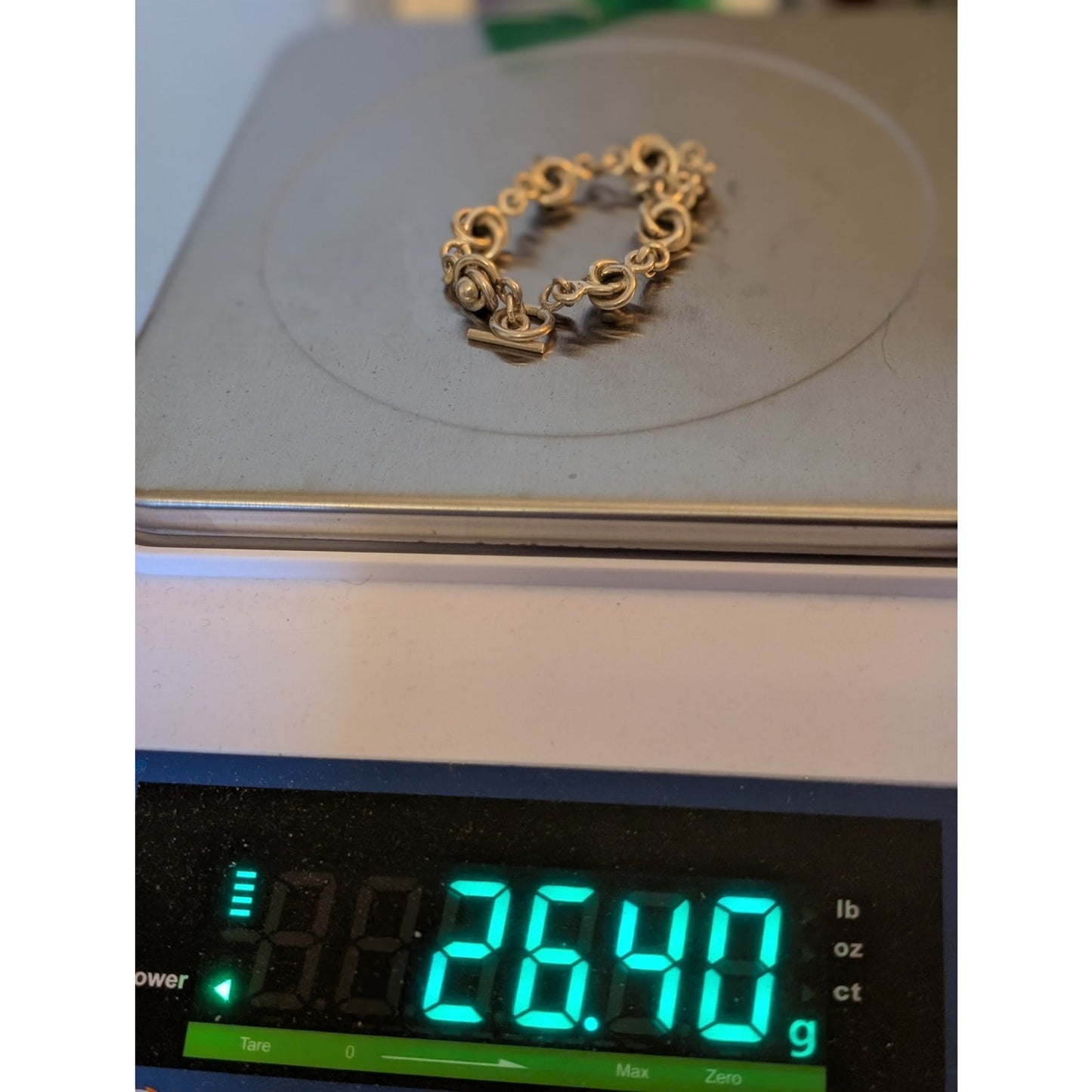 Vintage Stamped Mexico 925 Sterling Silver Love Knot Toggle Clasp Bracelet