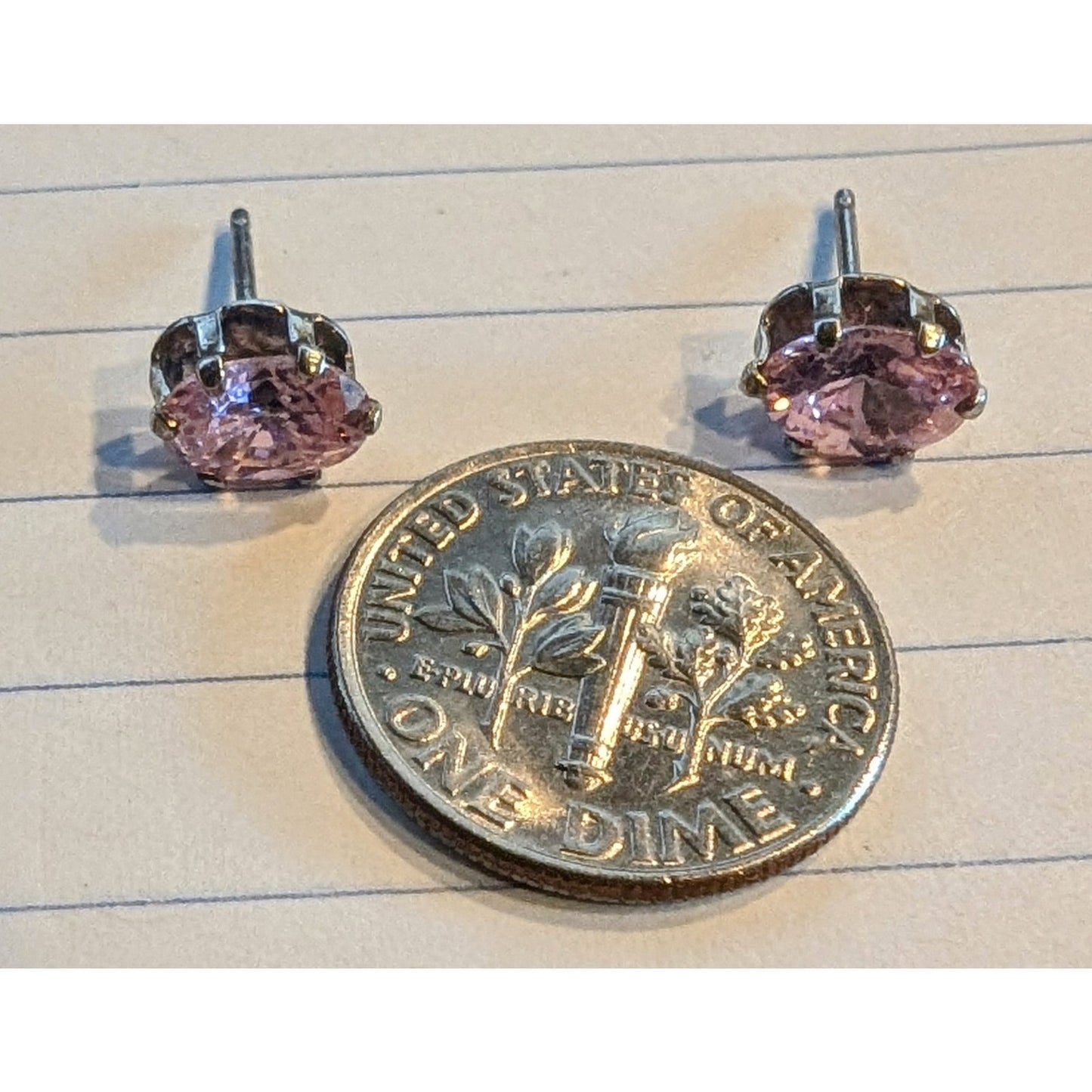 925 Sterling Silver Pale Fiery Pink Oblong CZ Stud Earrings